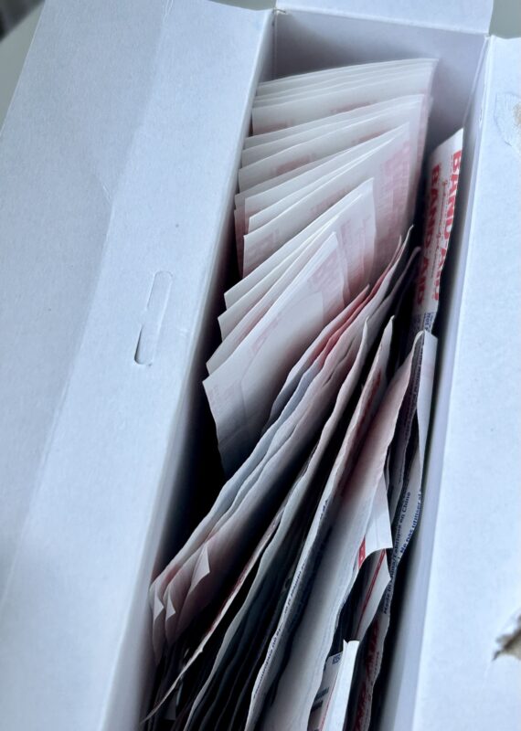 band aids in a box.