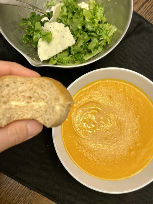 soup, salad, and roll.