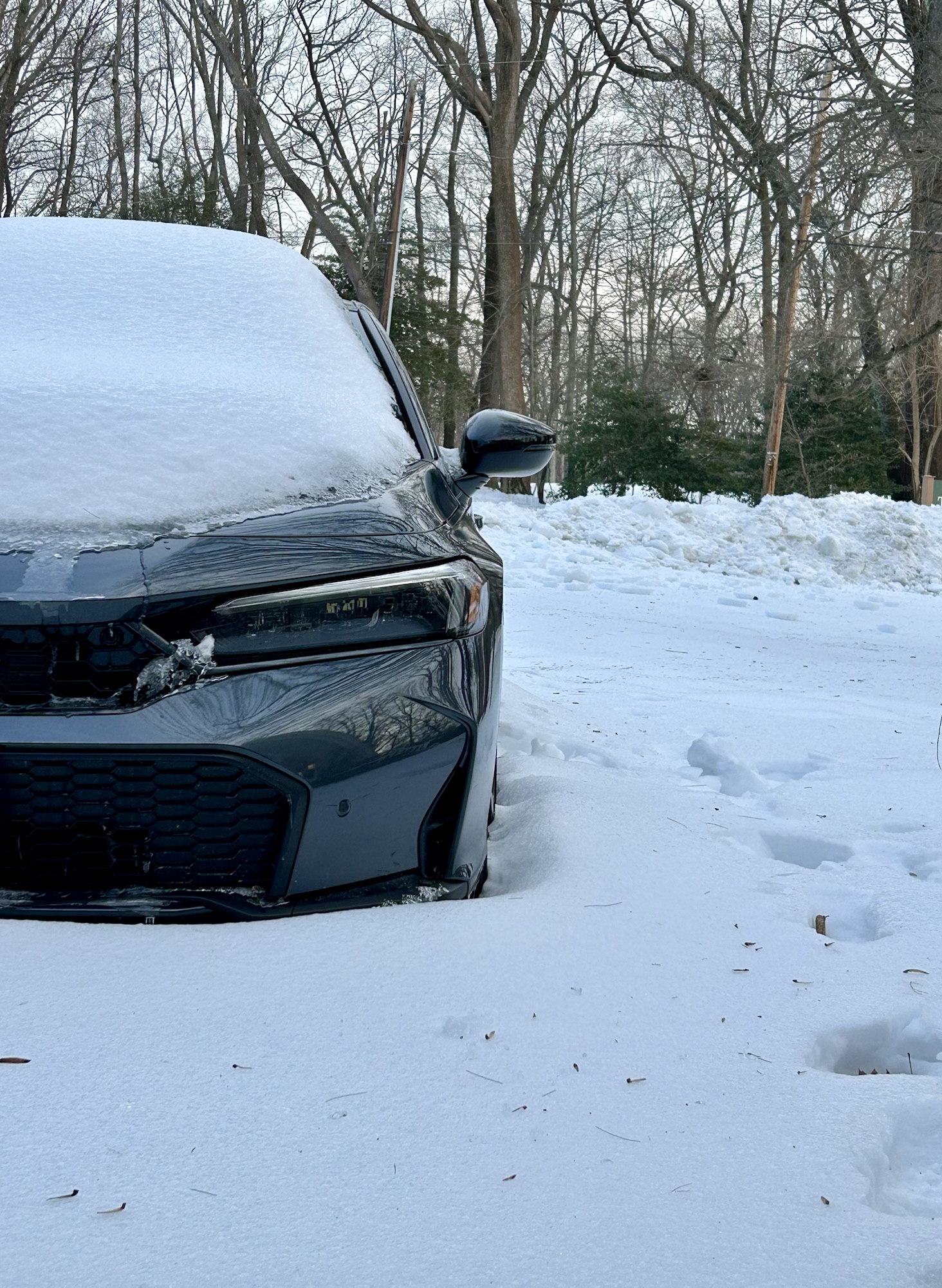 civic in the snow.