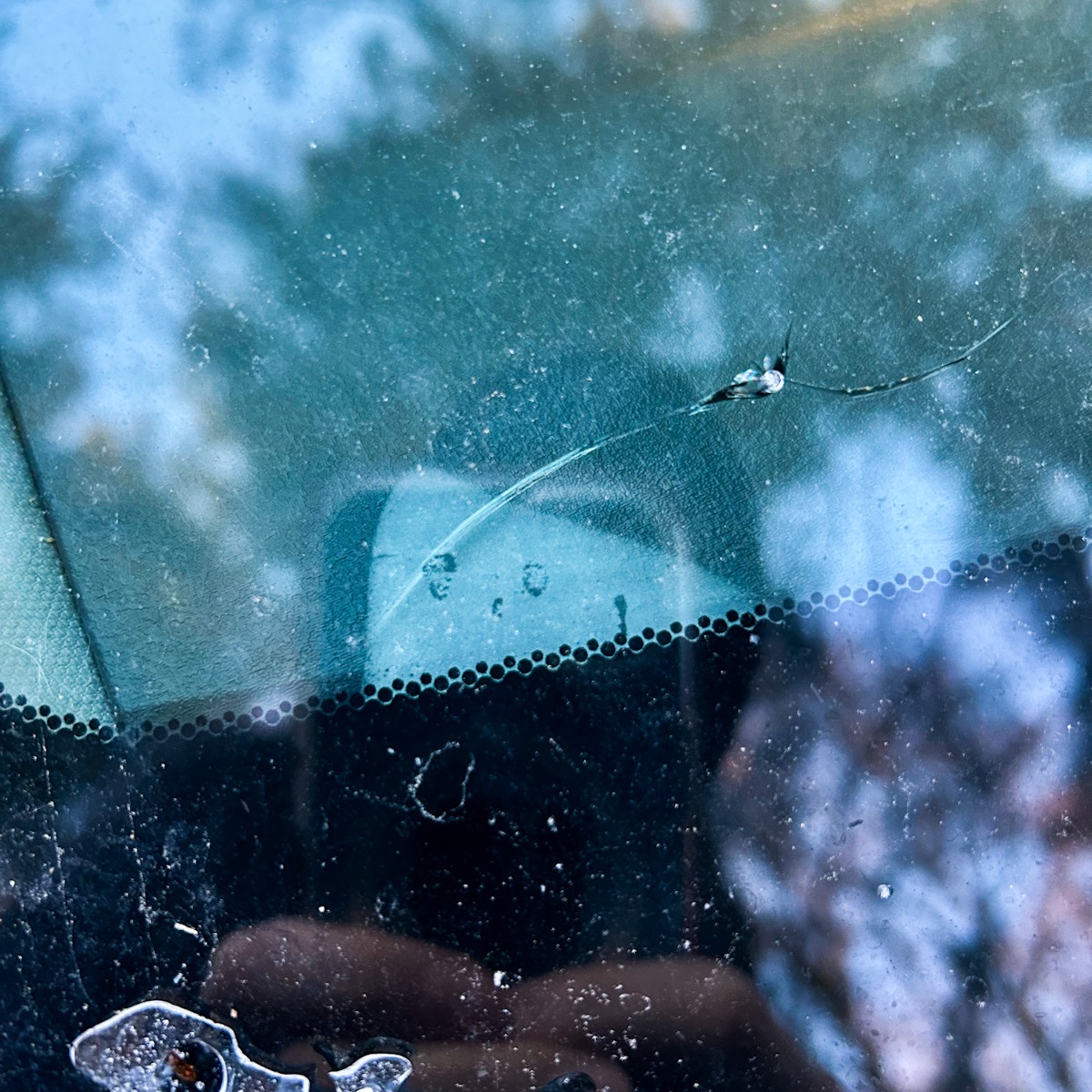 cracked windshield.