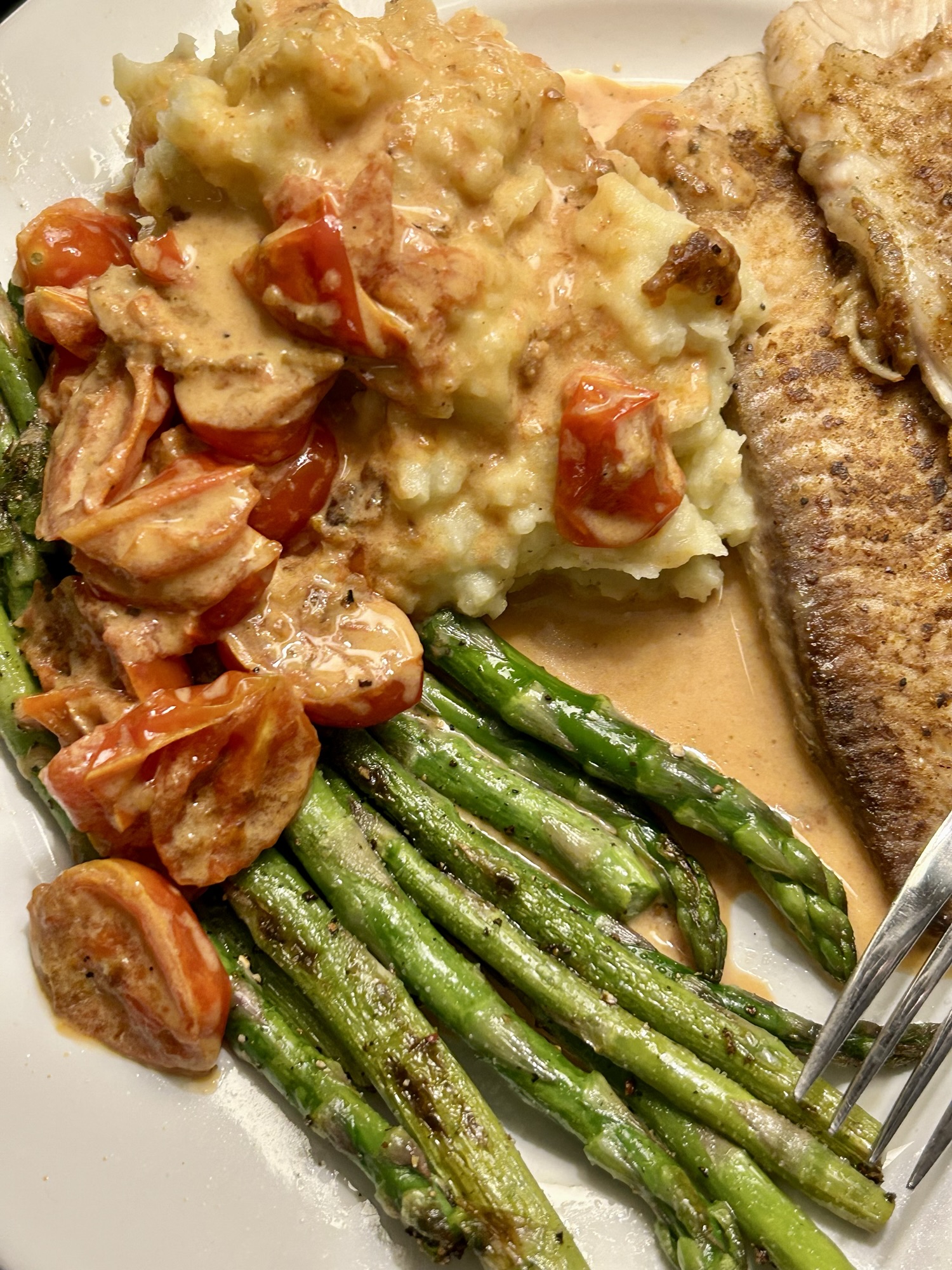 fish and asparagus.