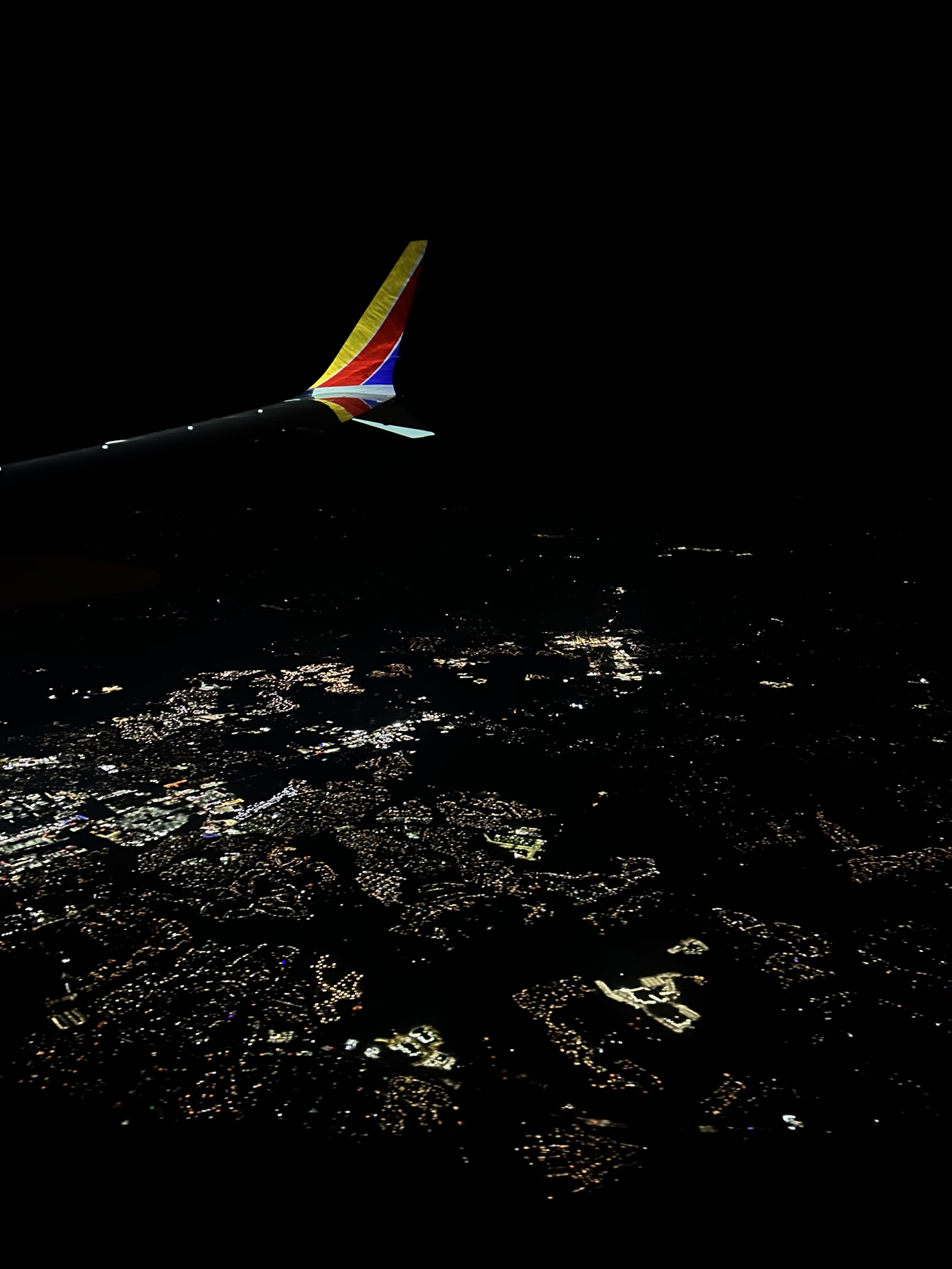 night lights from a plane window.