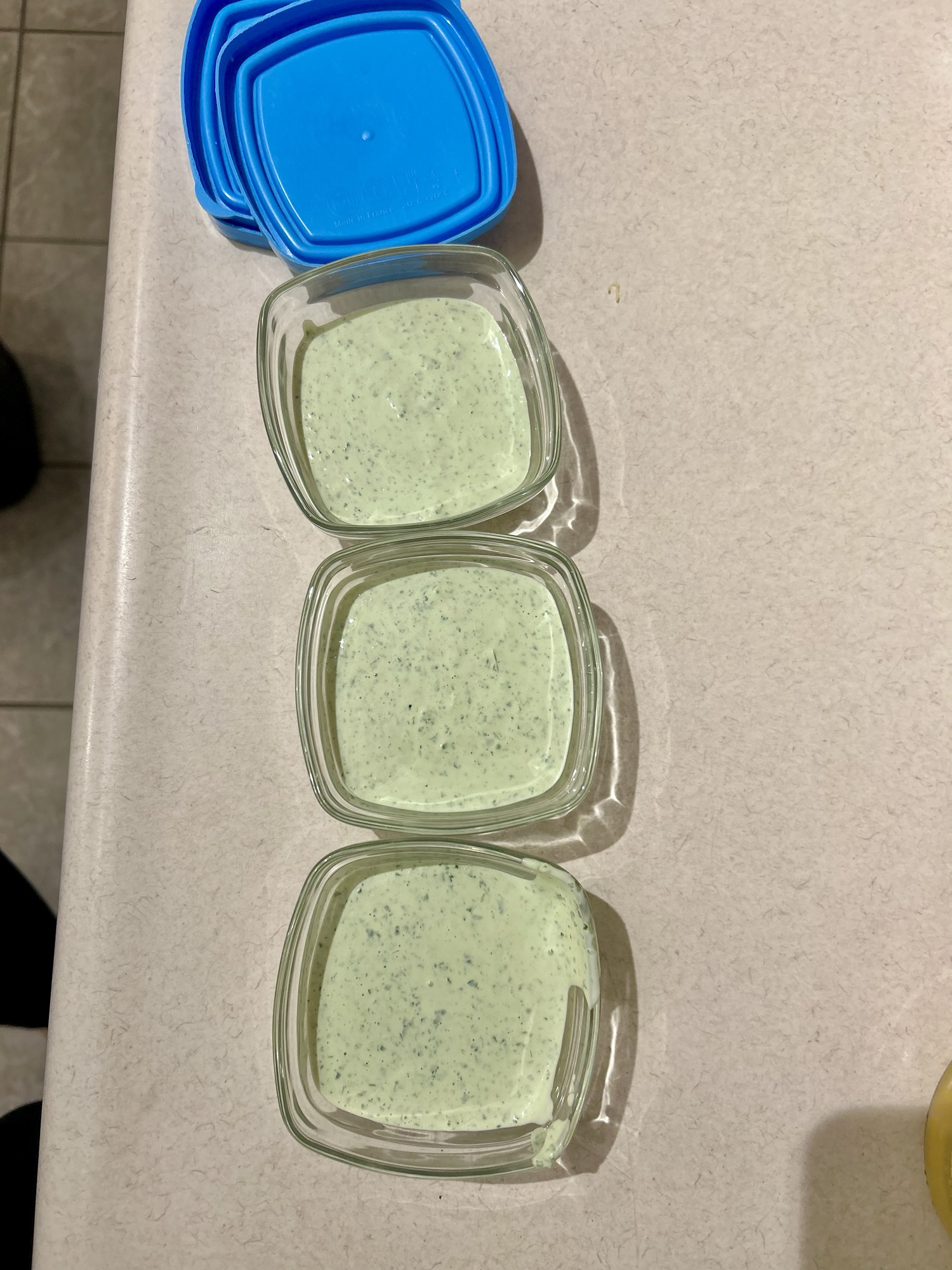 sauce containers.