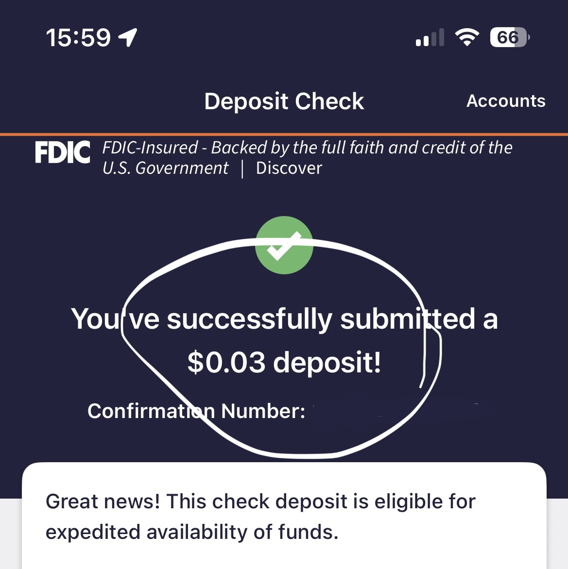check deposit confirmation.