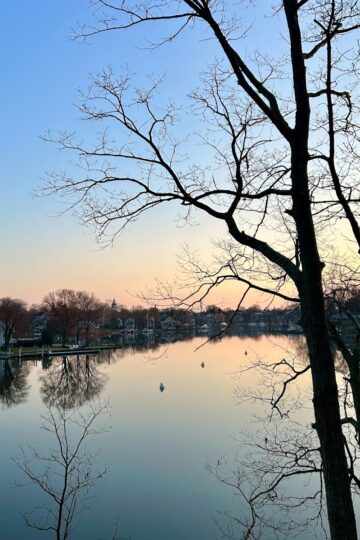 sunrise over the water.