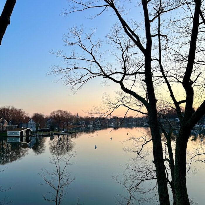 sunrise over the water.