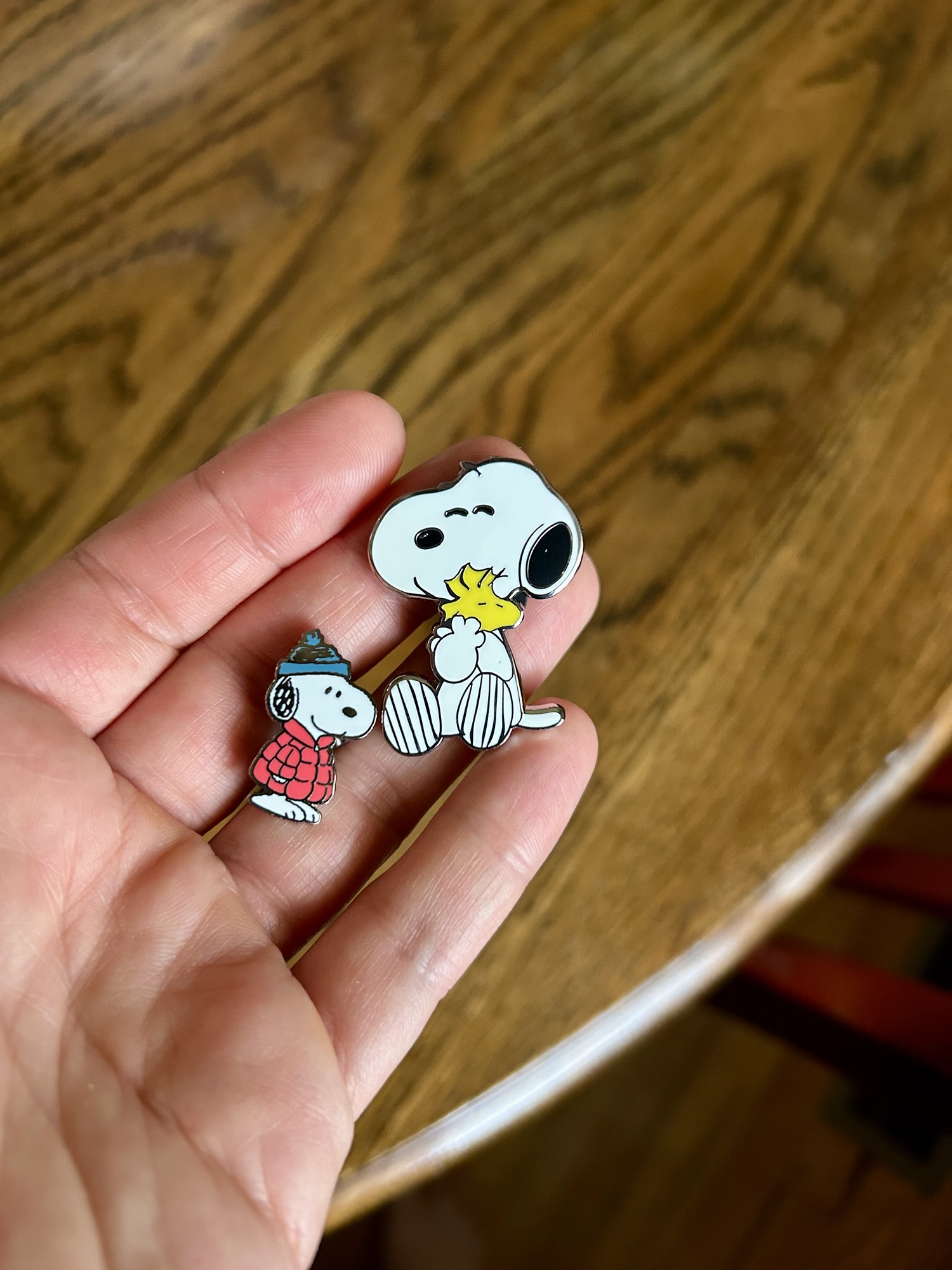 Snoopy pins.