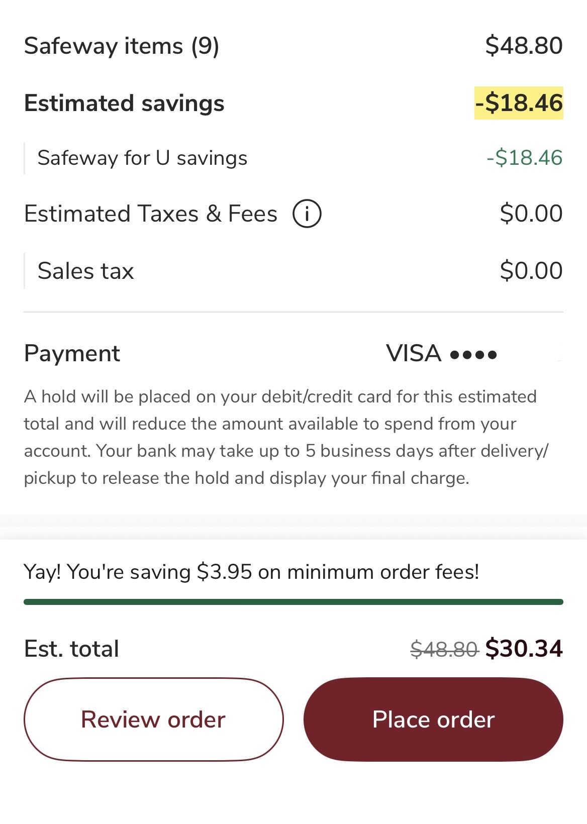 safeway receipt screenshot.