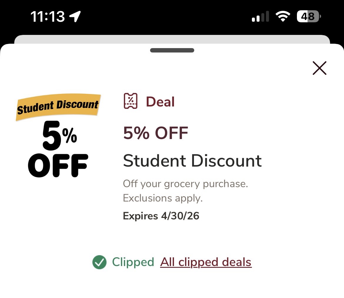 Safeway student discount.