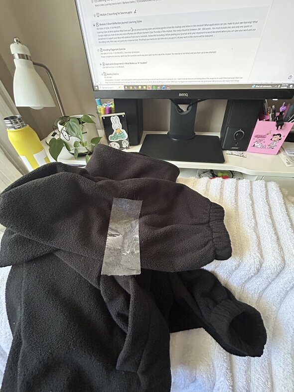 Black fleece jacket.