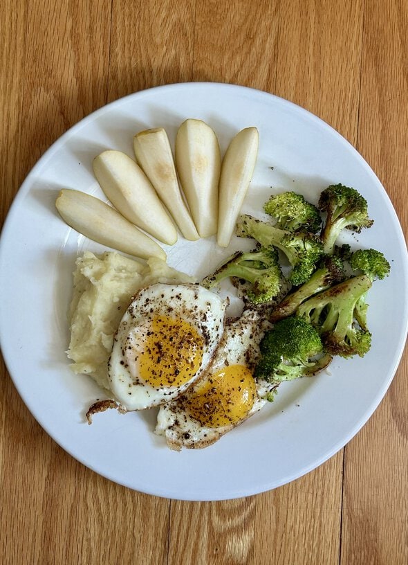 egg and vegetable plate.