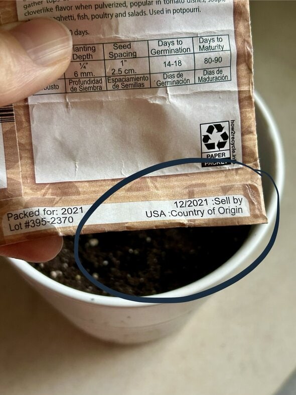 expired basil seed packet.