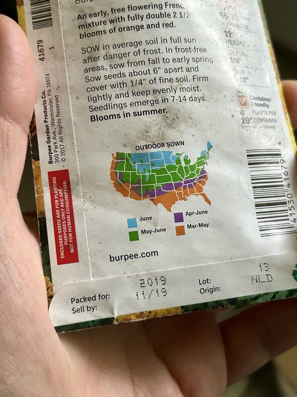 marigold seed packet.