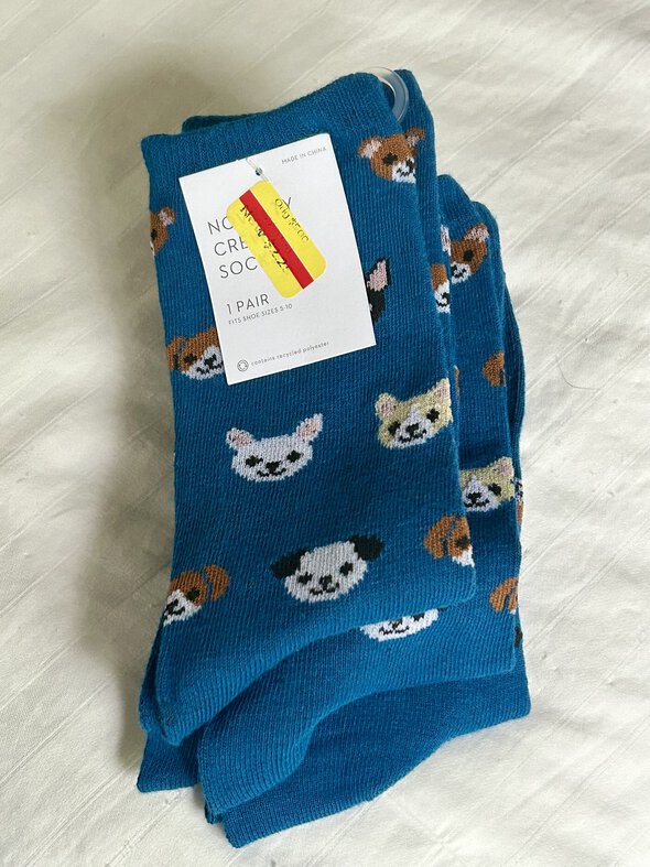 dog print socks.