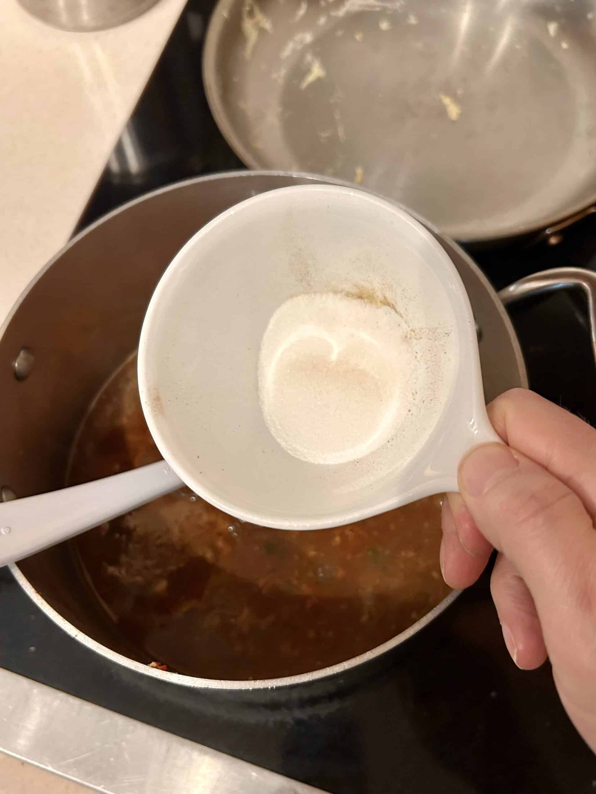 sugar and salt in a bowl.