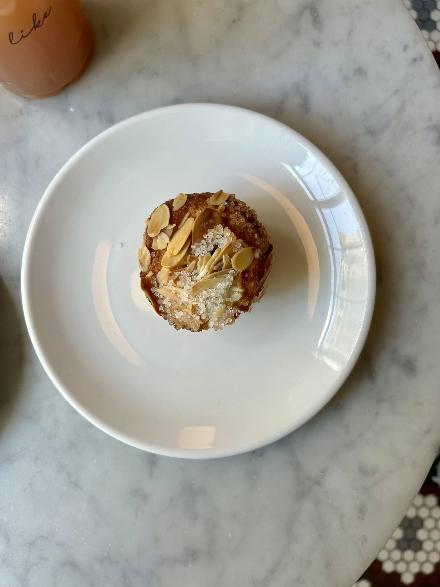 muffin on a bakery plate.