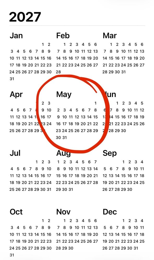 2027 calendar