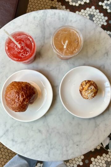 flat lay of coffee shop table.