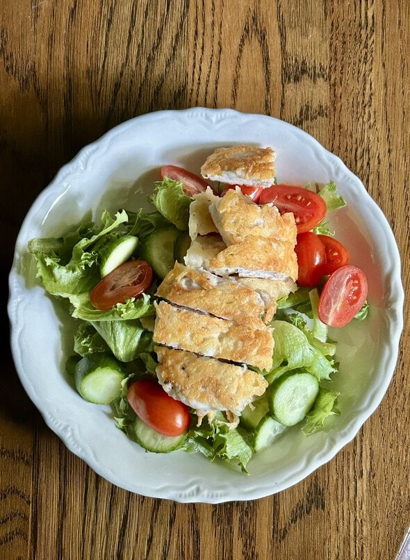 Parmesan crusted chicken salad.