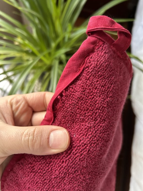 ripped potholder.