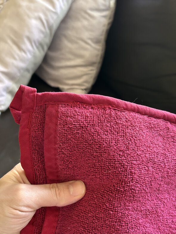 mended potholder.