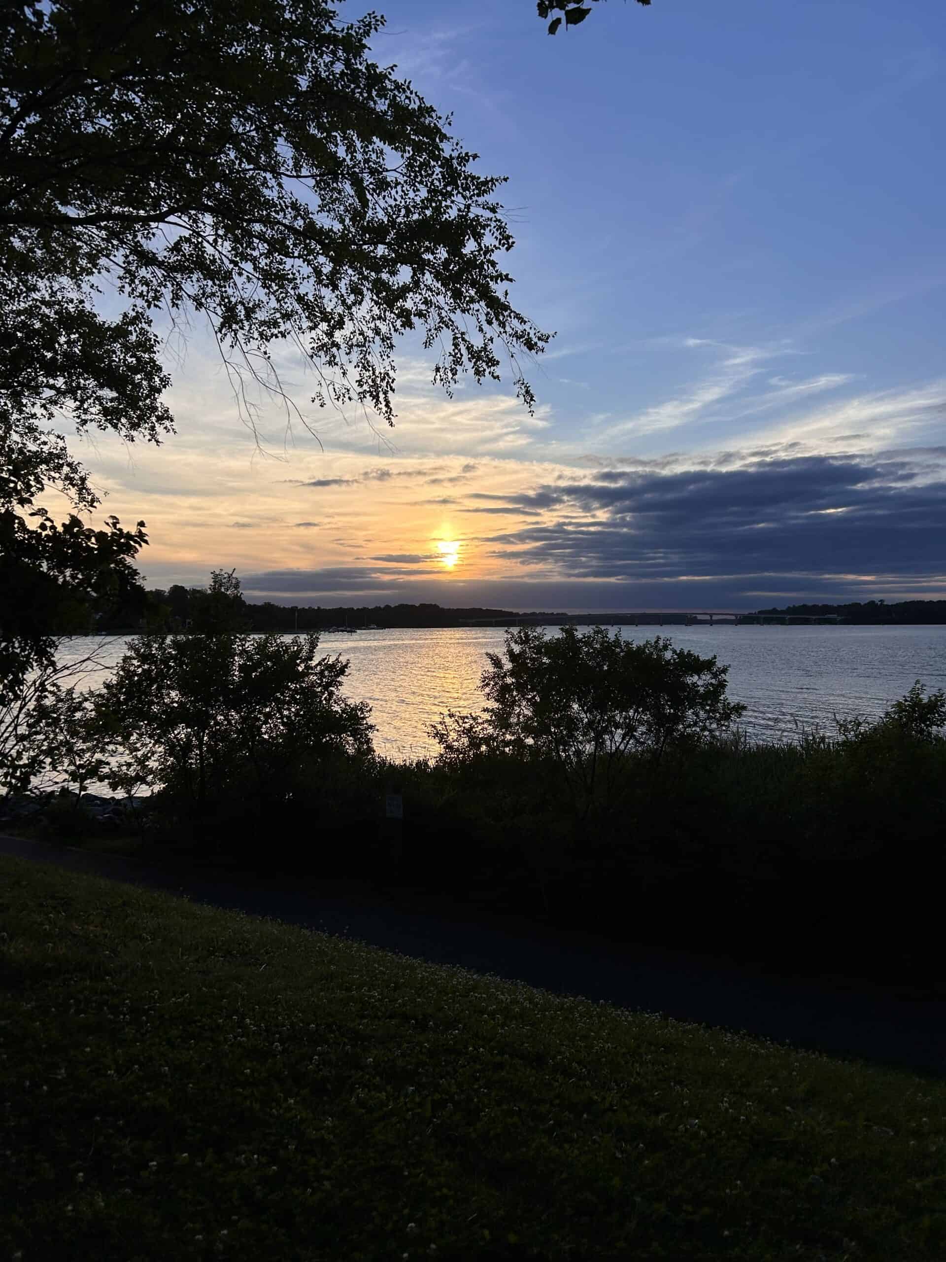 sunset over the water.