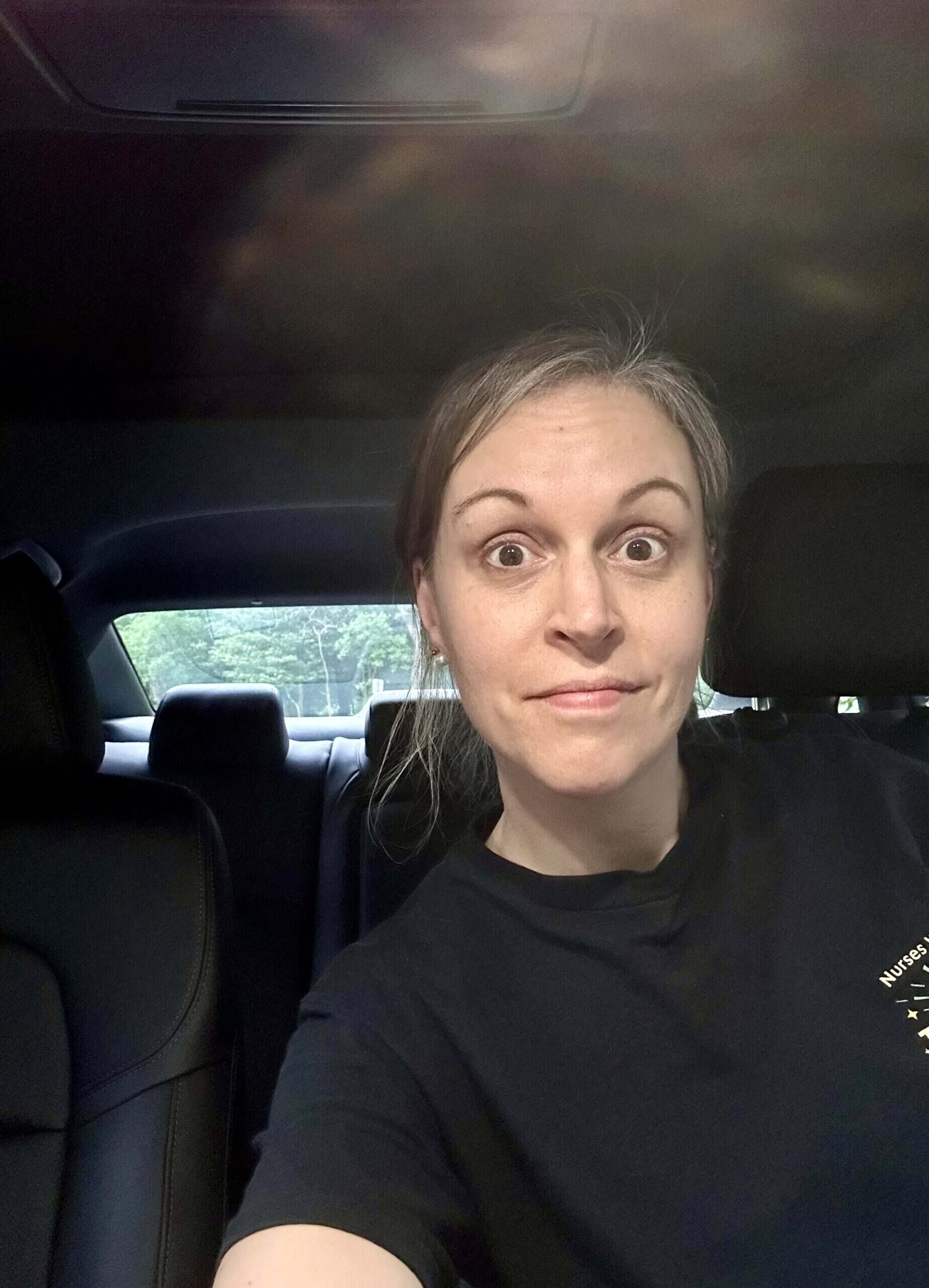 Kristen looking tired.