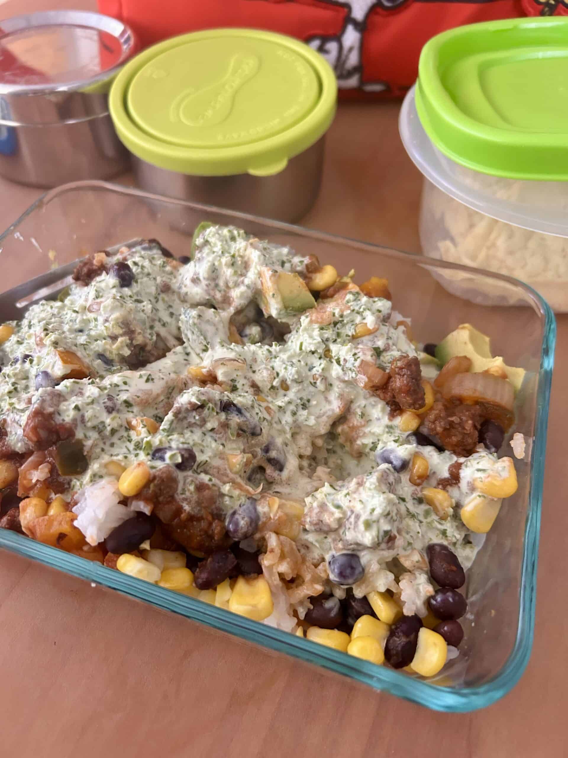 packed lunch chili bowl.