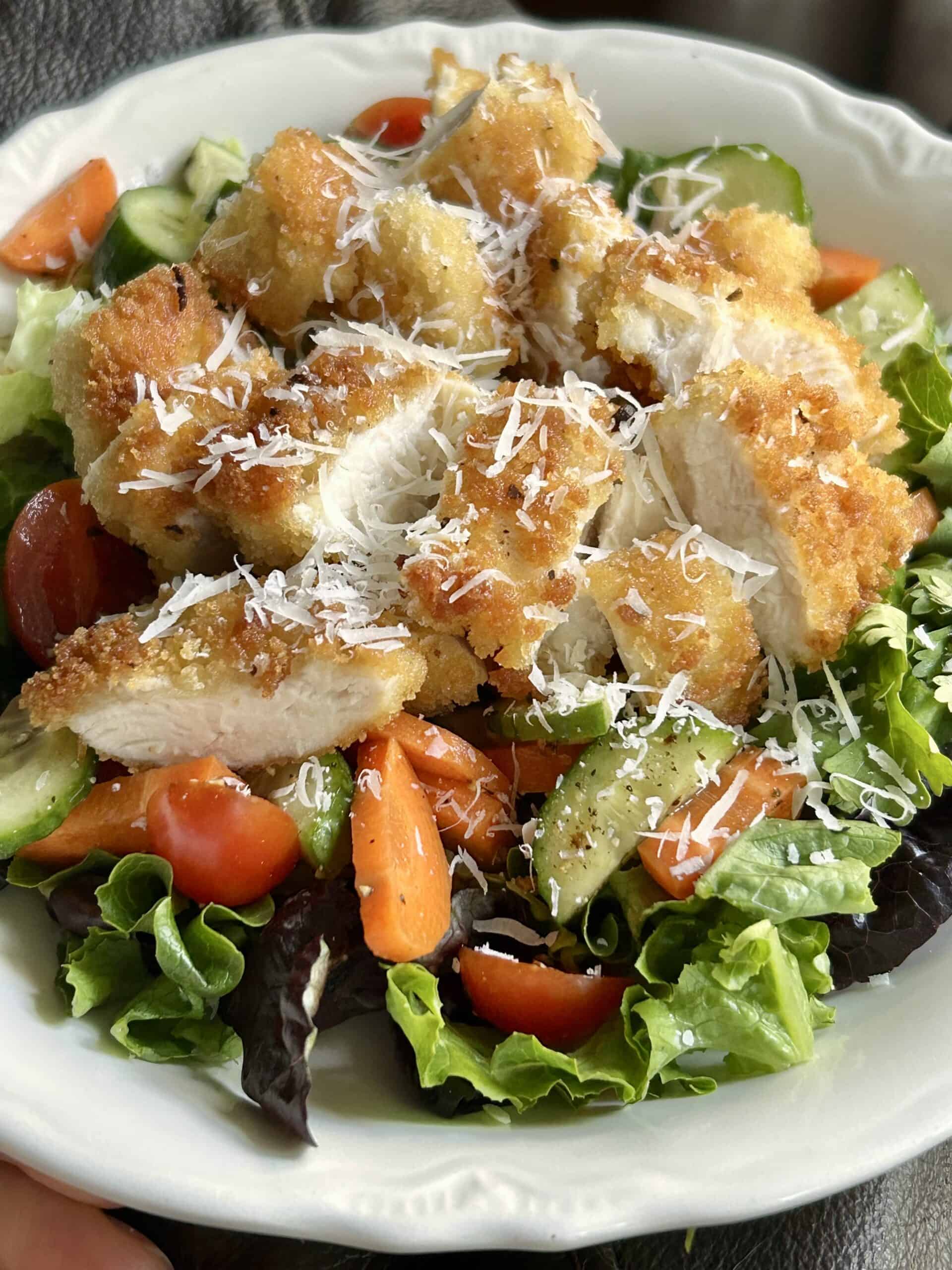 breaded chicken tenderloin salad.