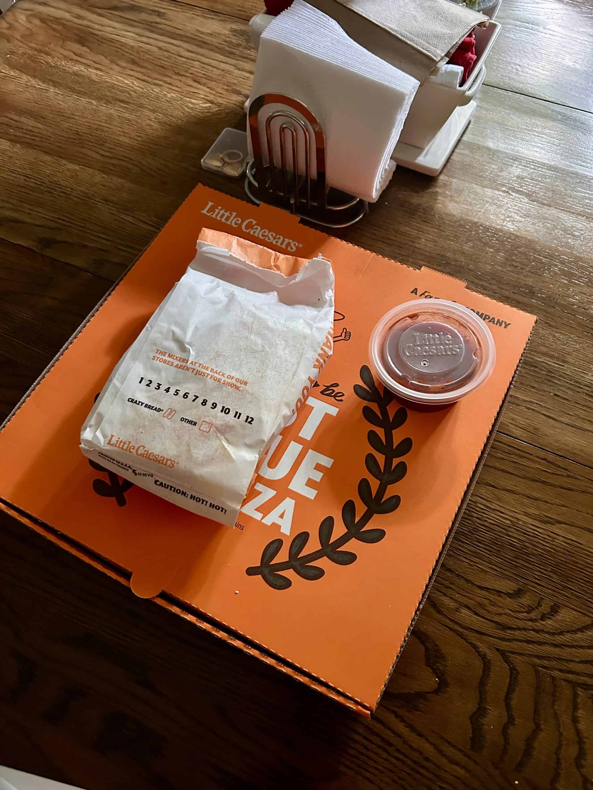 little caesars pizza box.