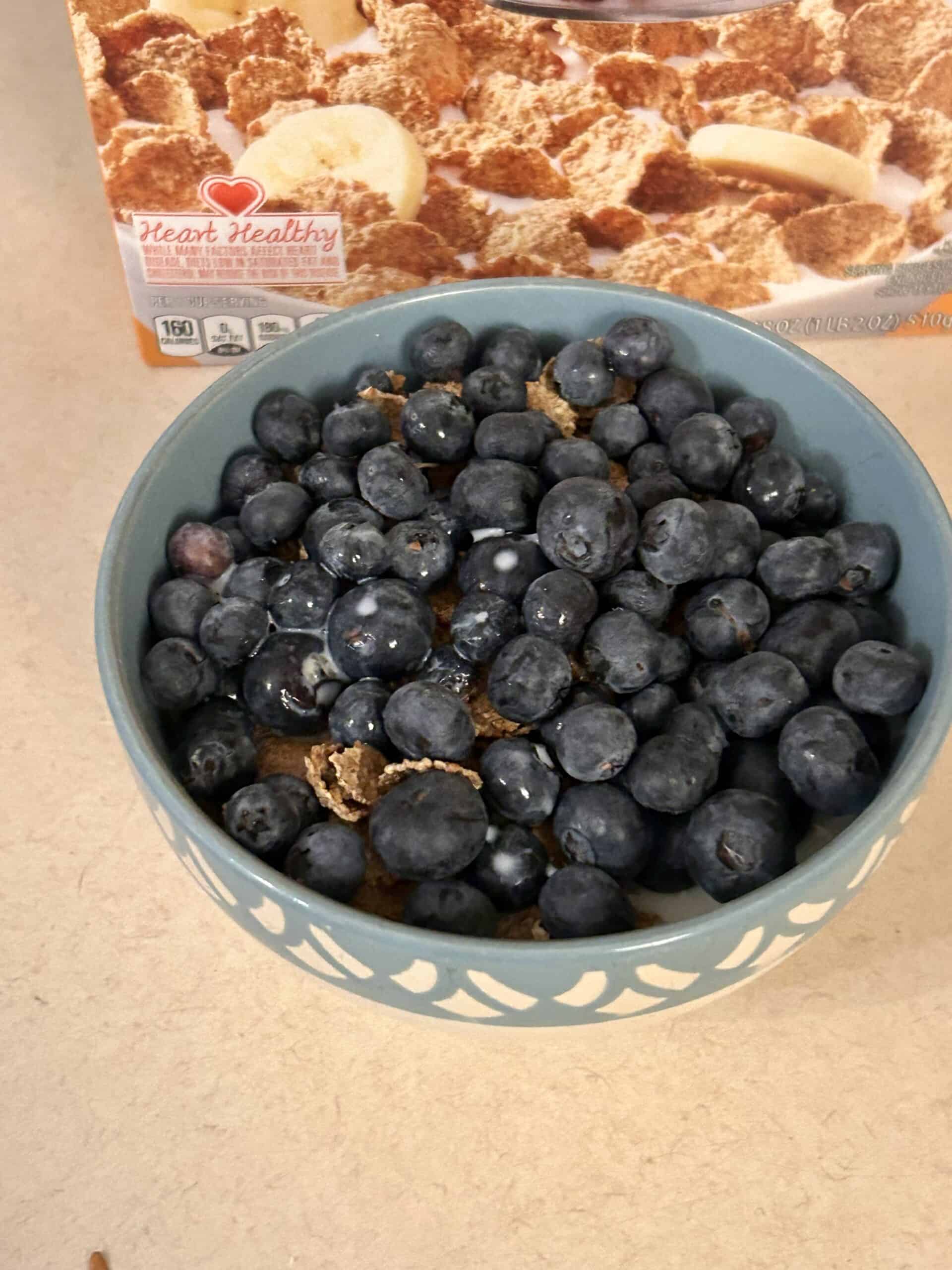 cereal with blueberries.