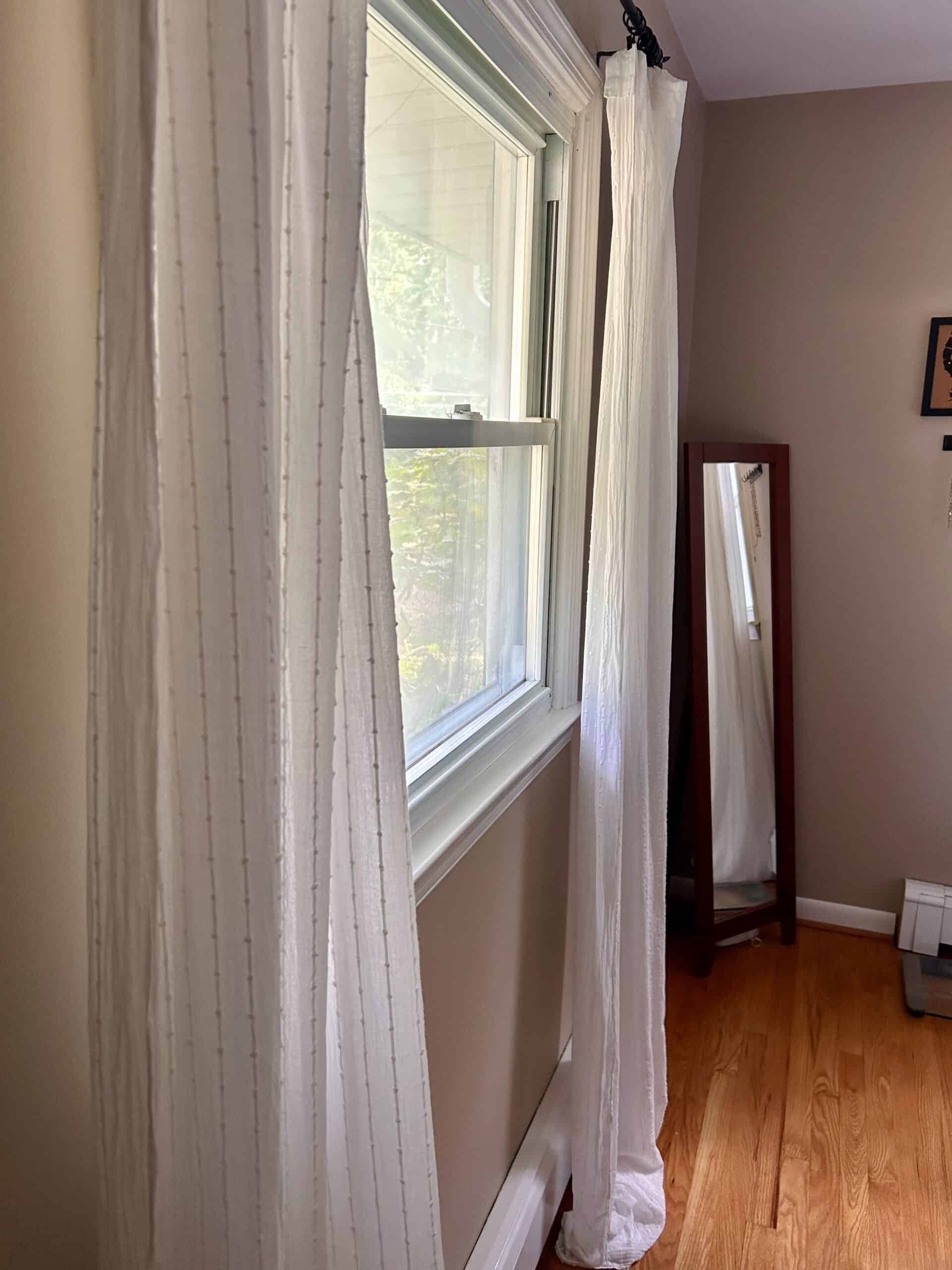 white curtains.