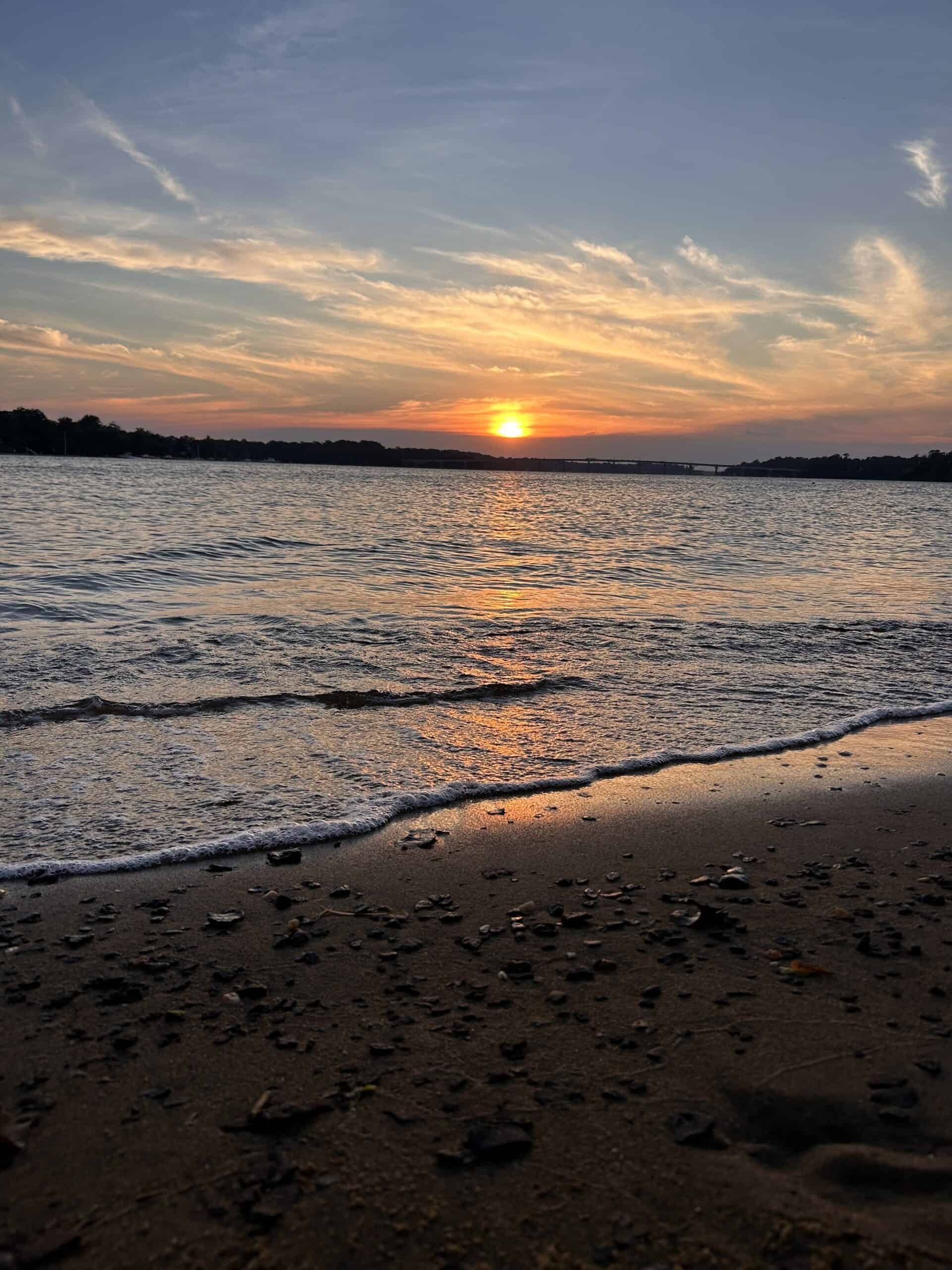 sunset over a river.