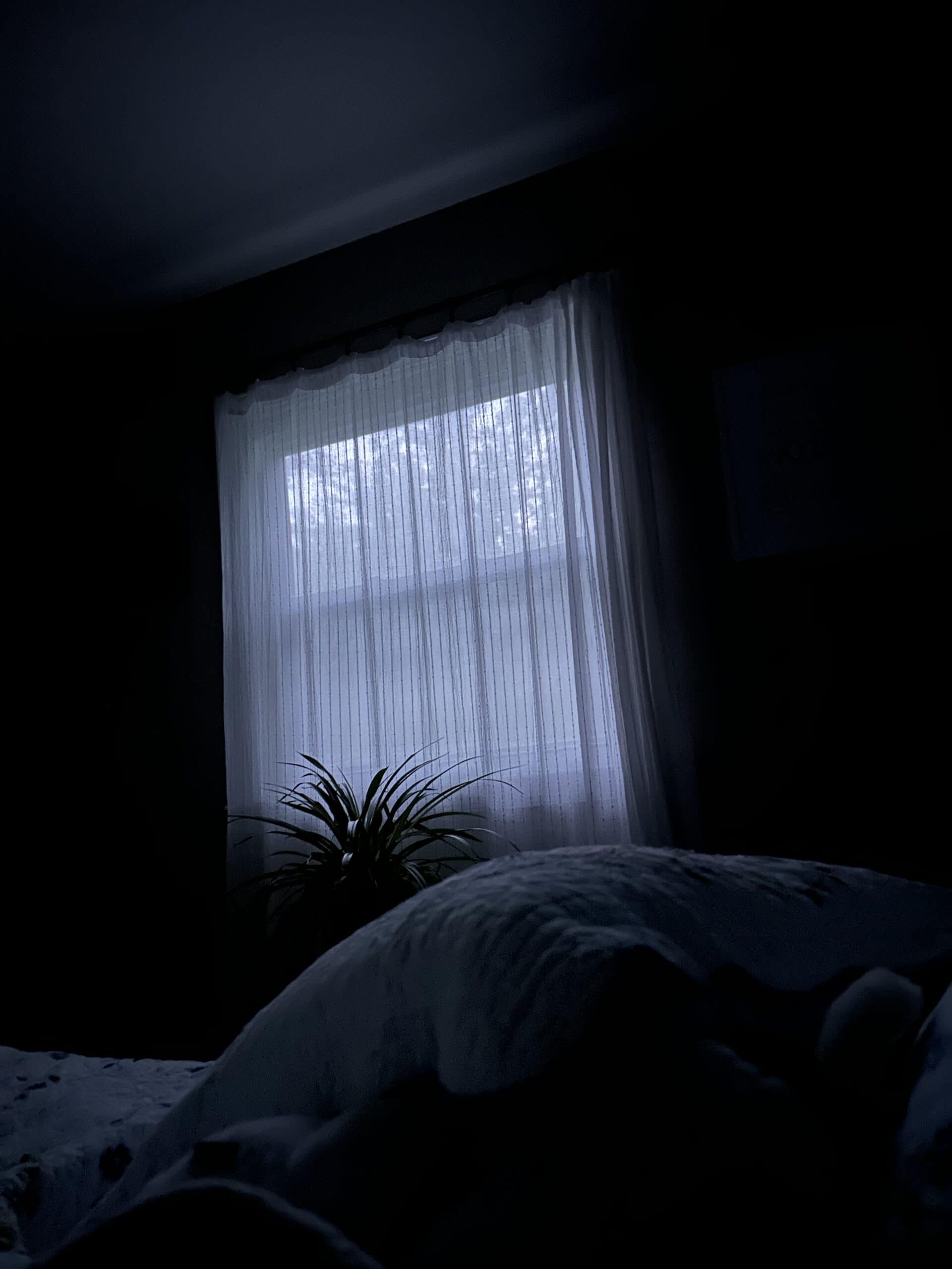 window at dusk.
