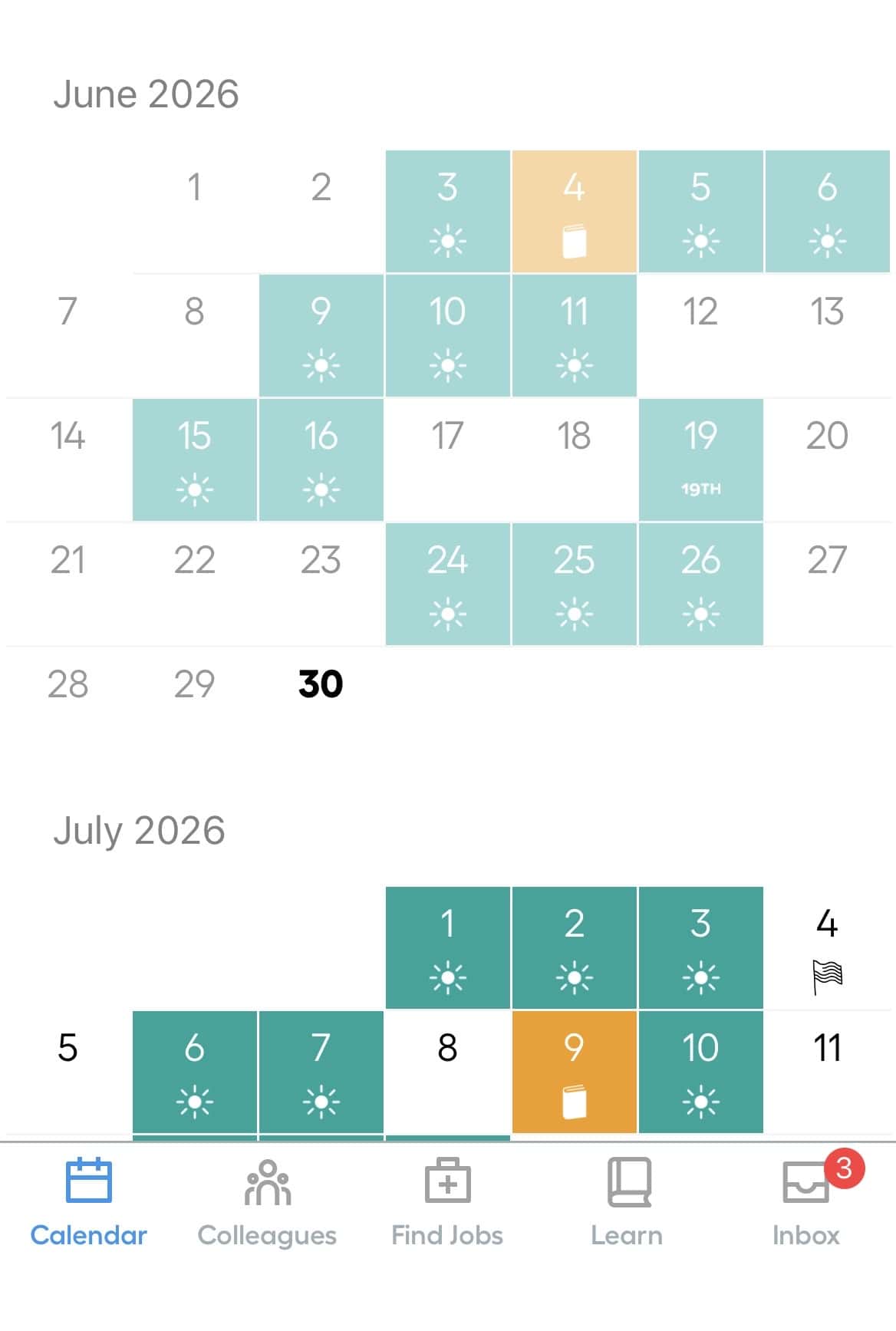 work shifts screenshot.