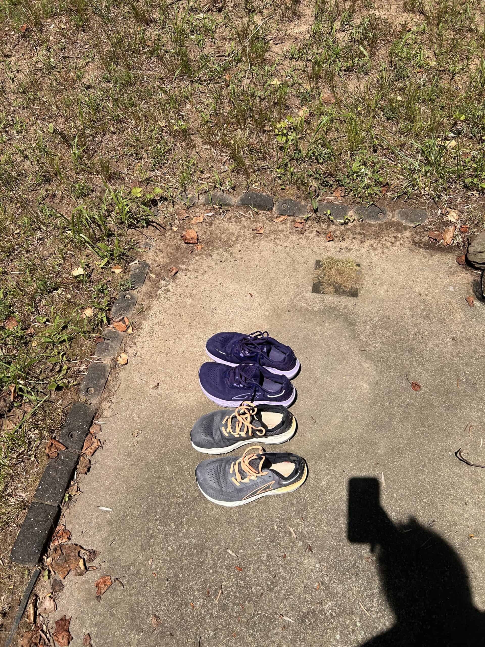 shoes drying in the sun.