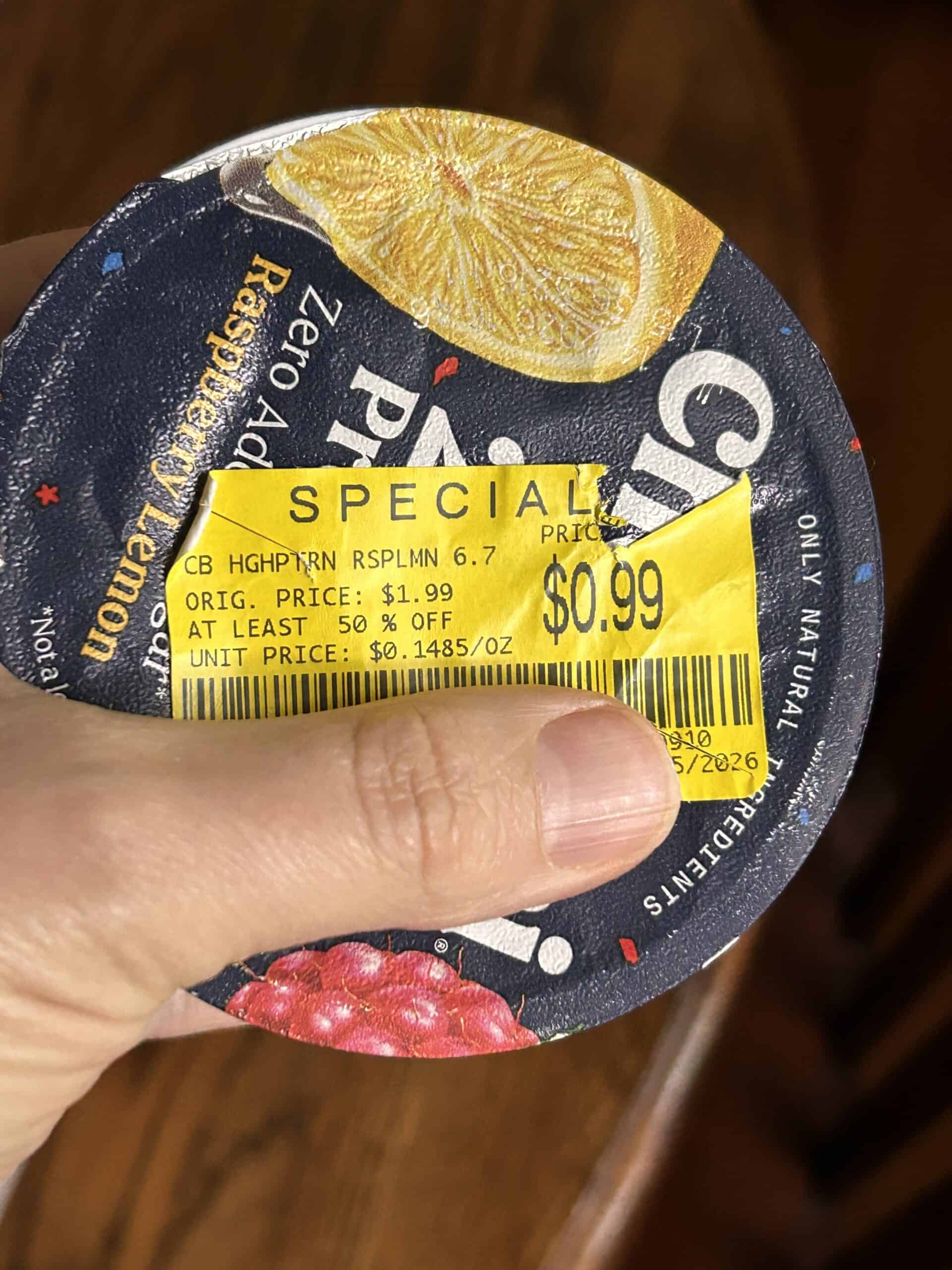 marked down yogurt.
