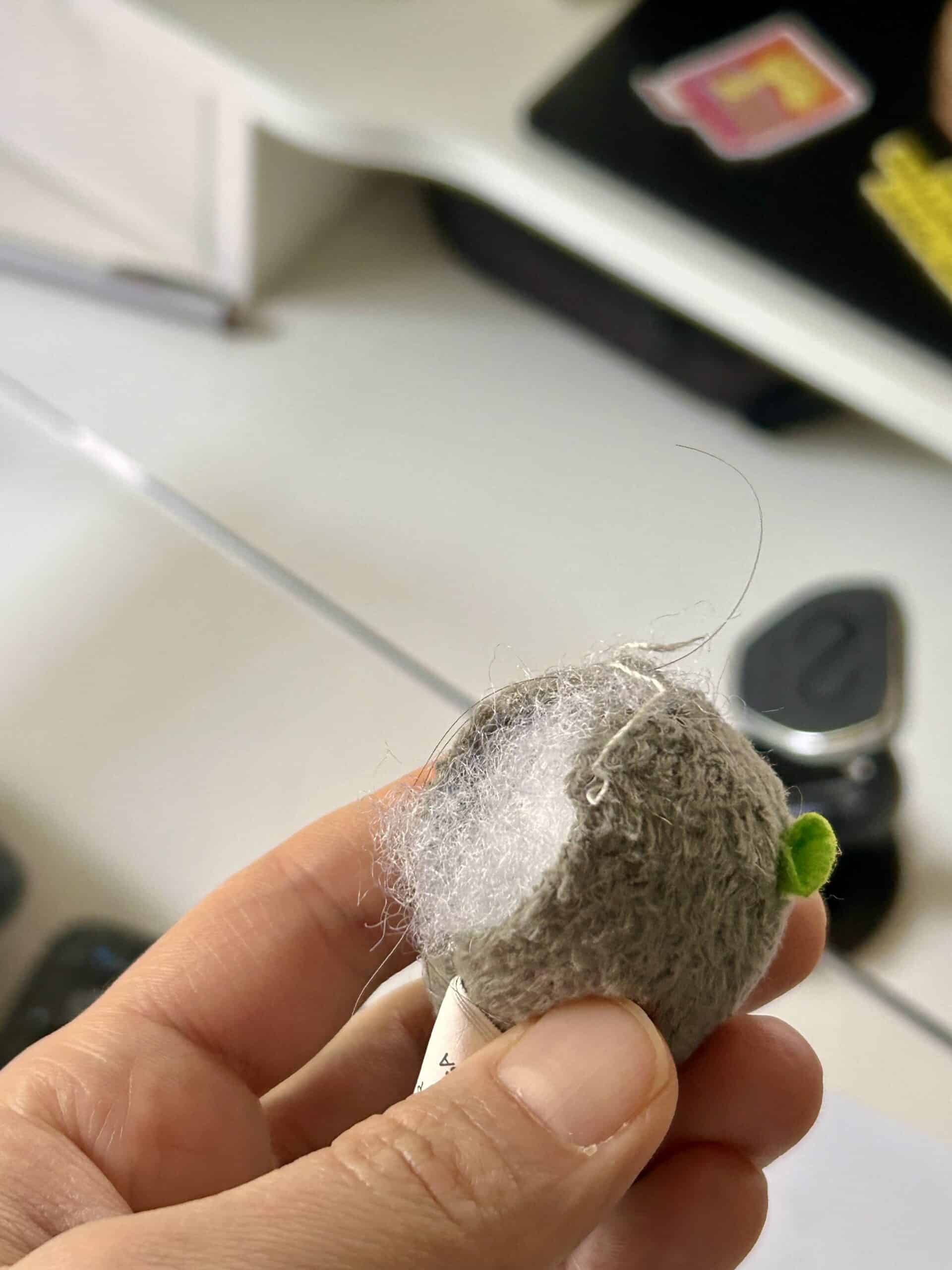 torn catnip mouse.