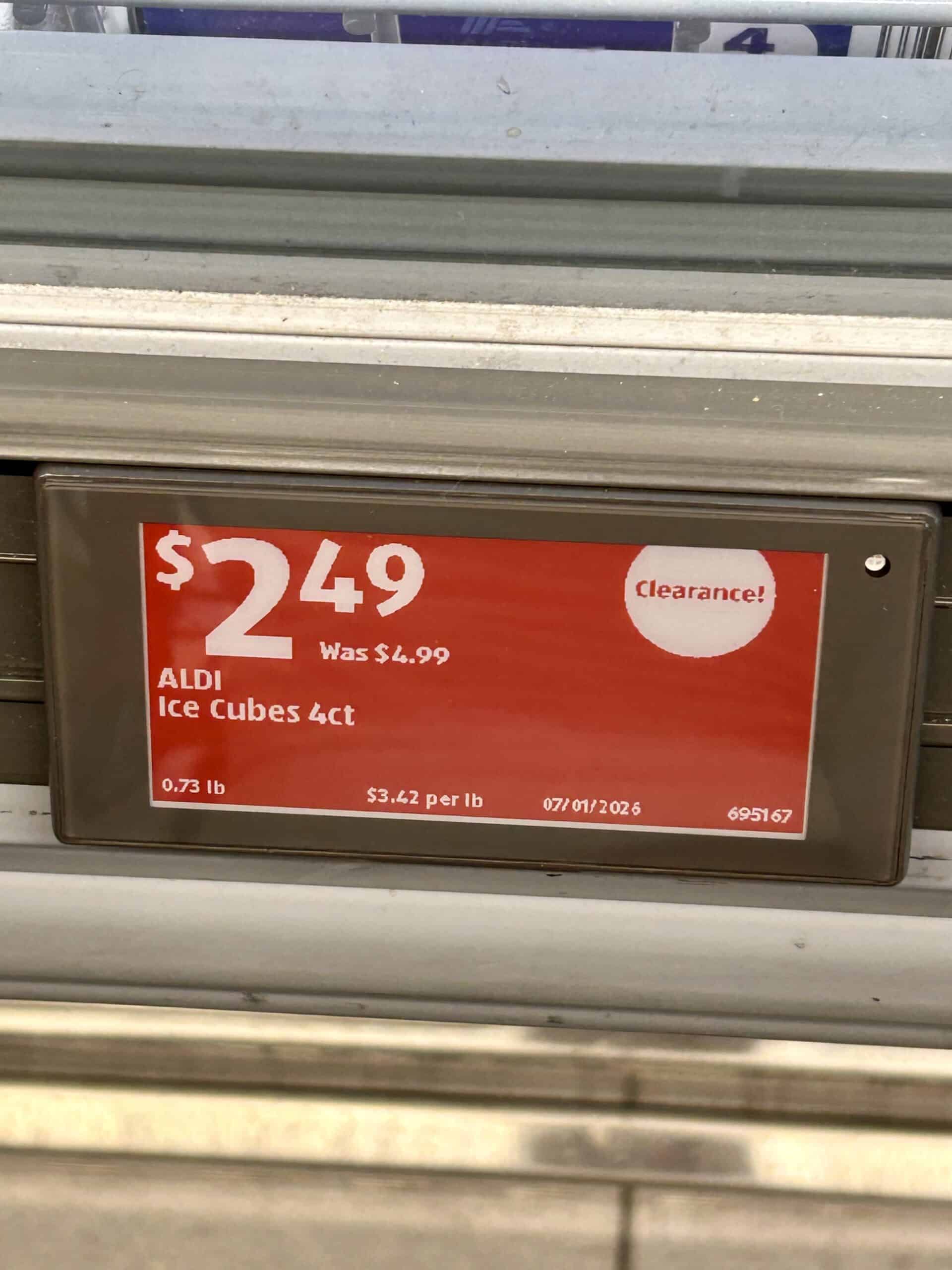 Aldi clearance sign.