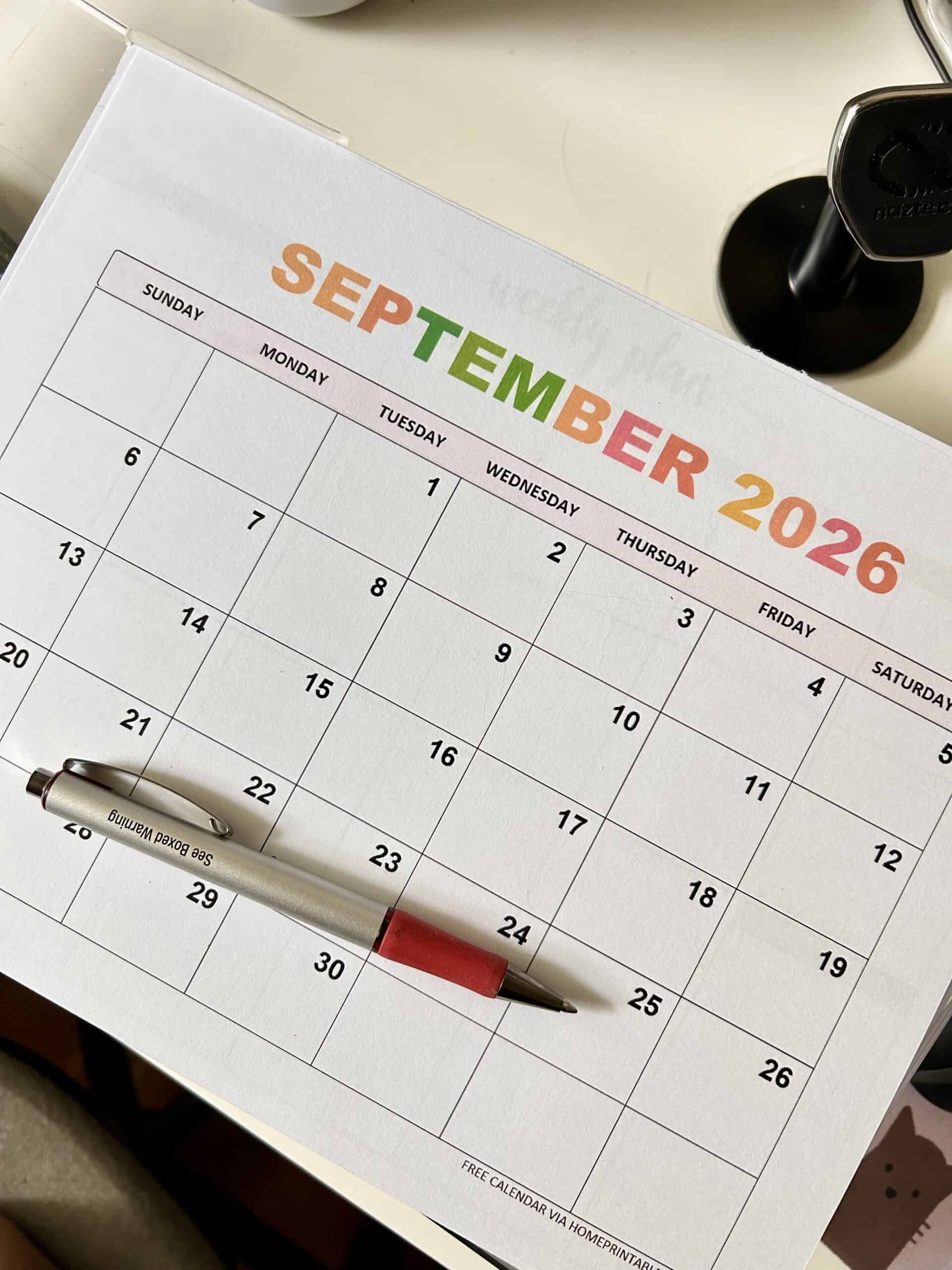 September calendar.