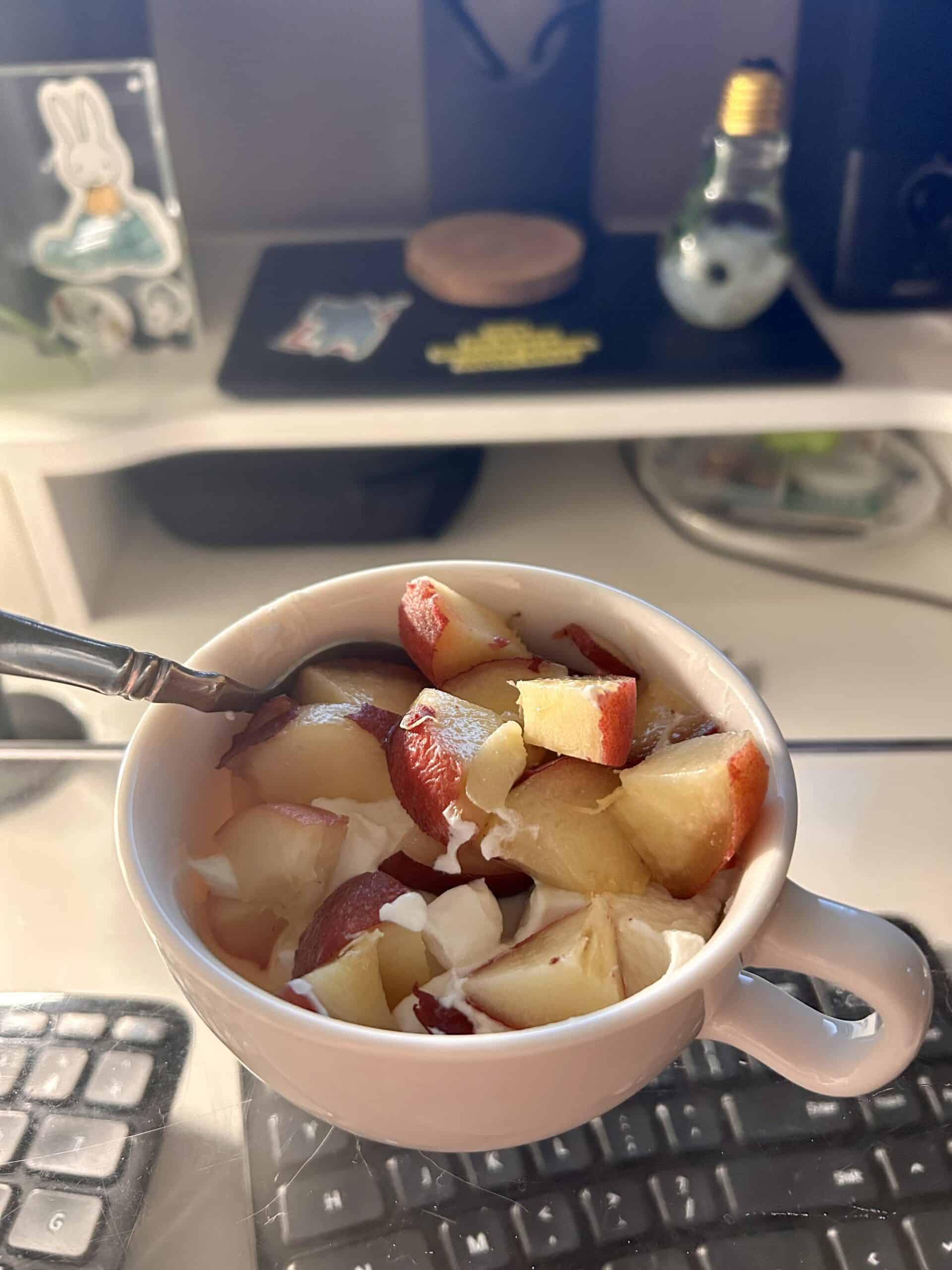 peaches and yogurt.