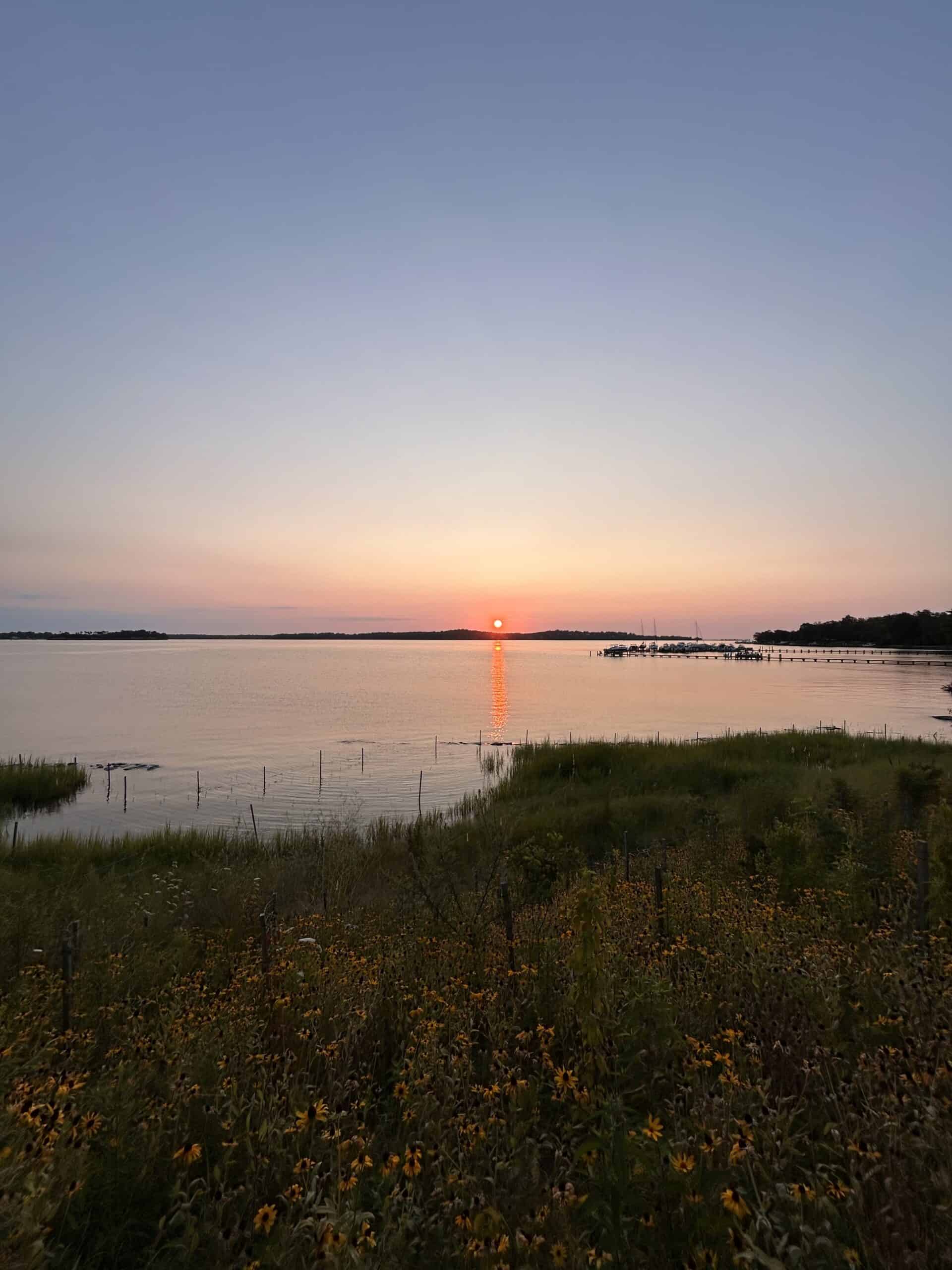 sunrise over a river.