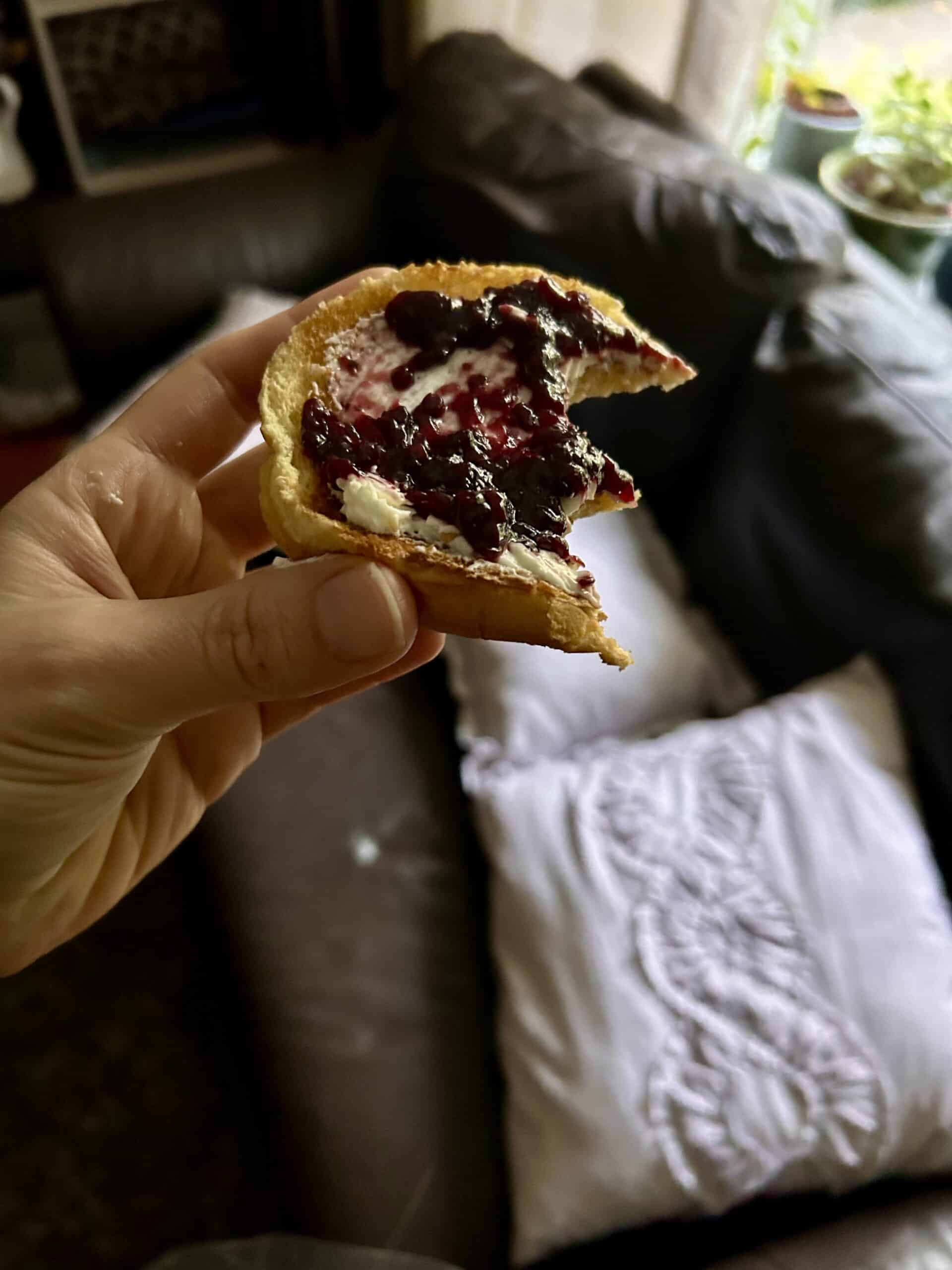 toasted bun with jam.