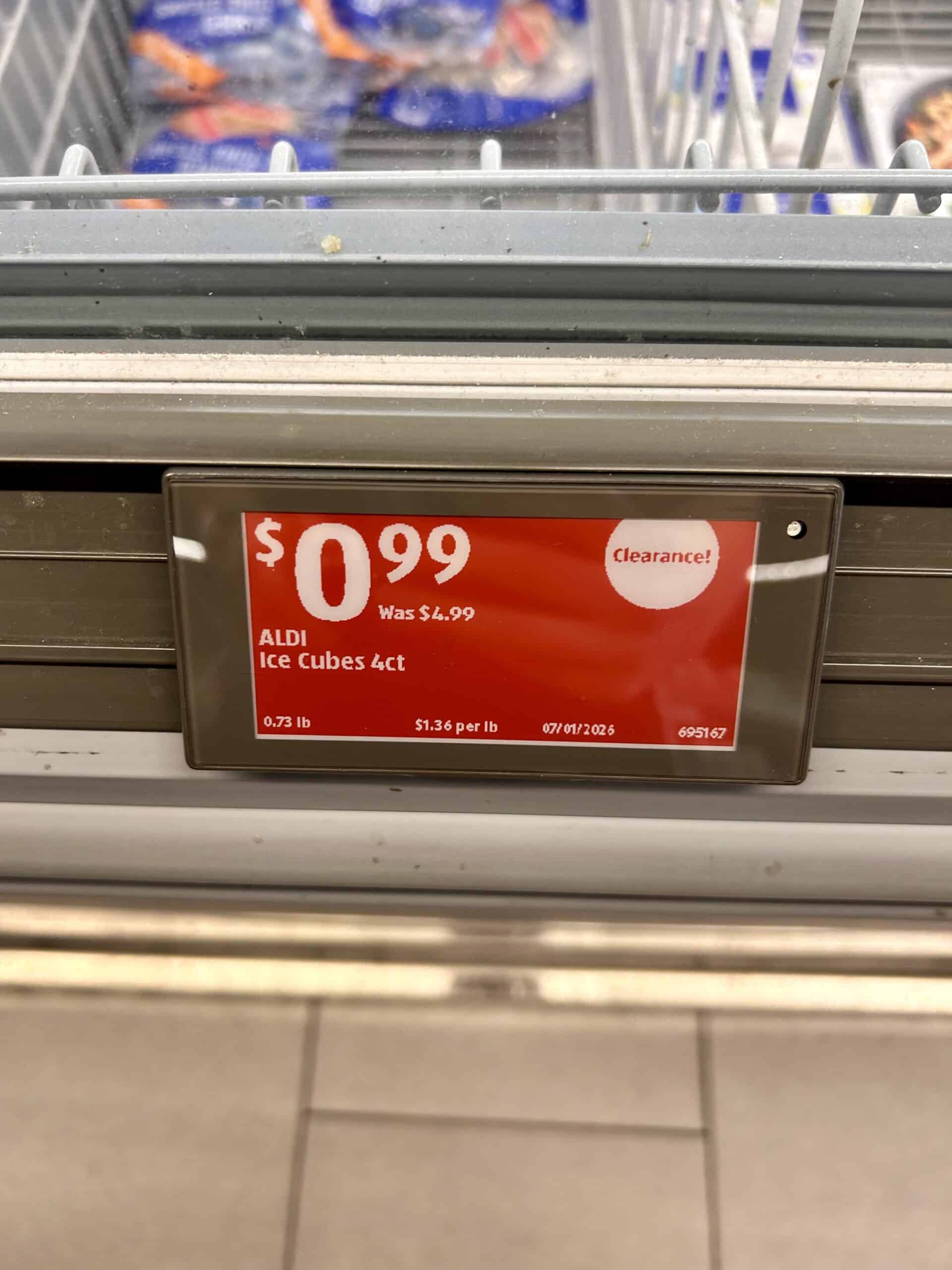 Aldi clearance sign.