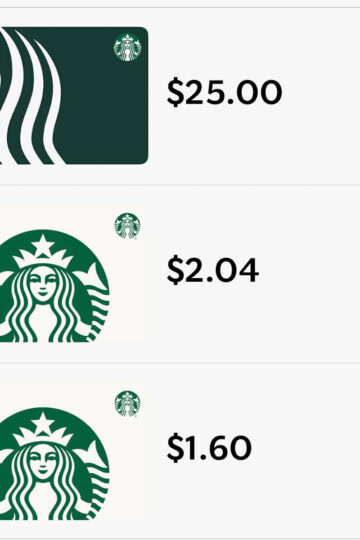 starbucks gift cards.