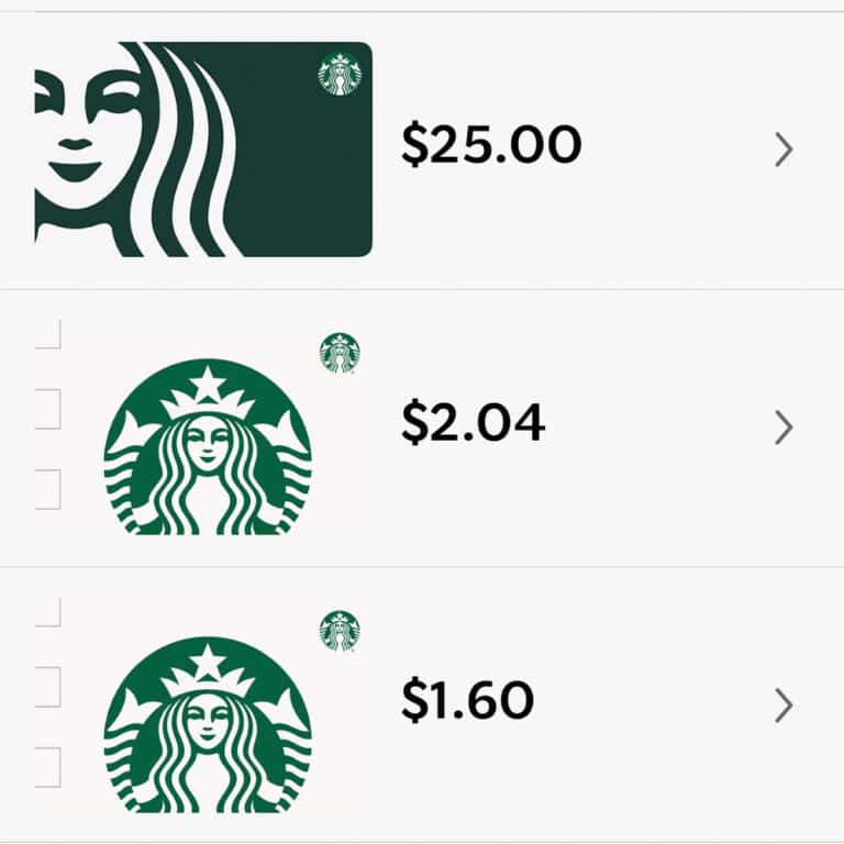 starbucks gift cards.