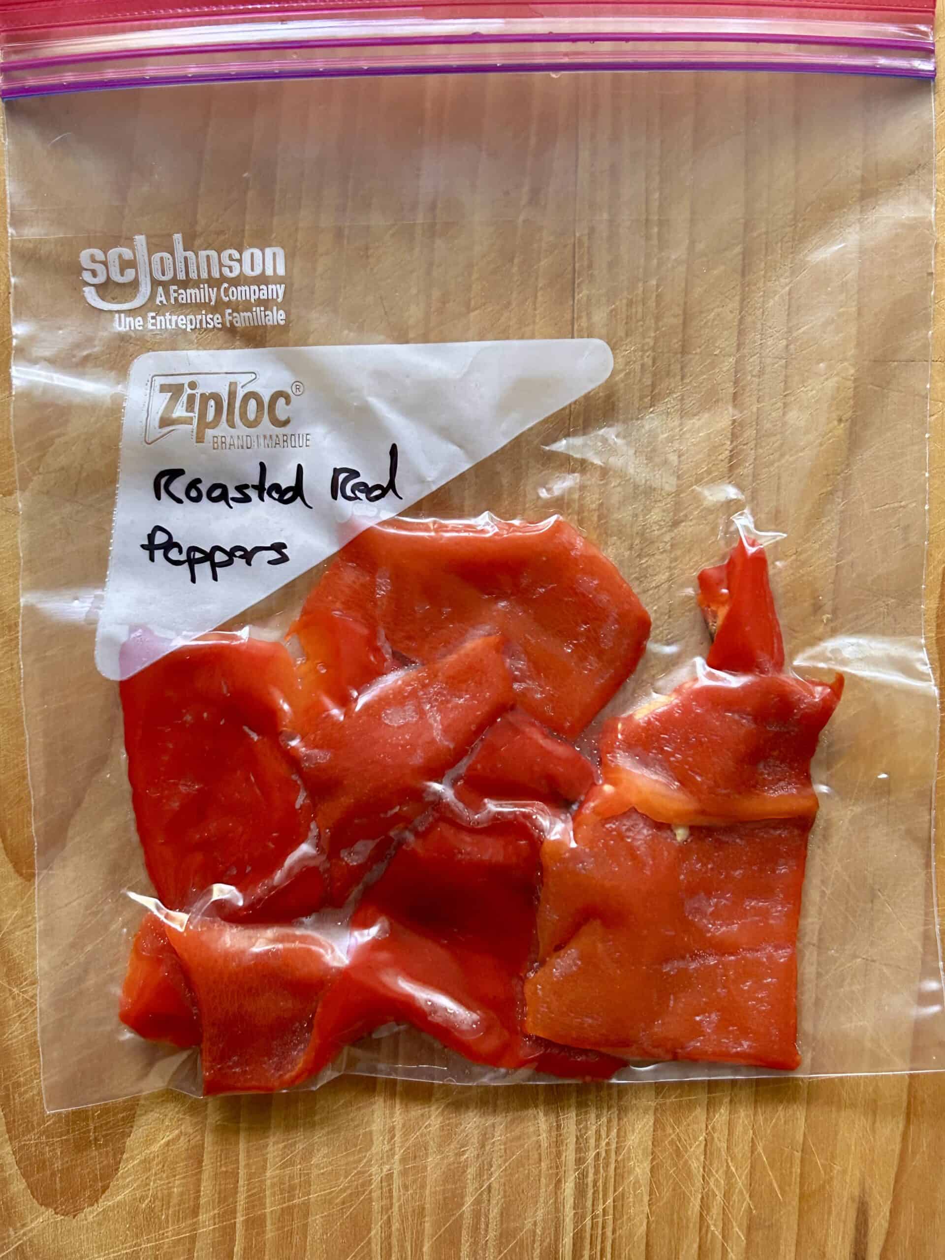 roasted red peppers in a bag.
