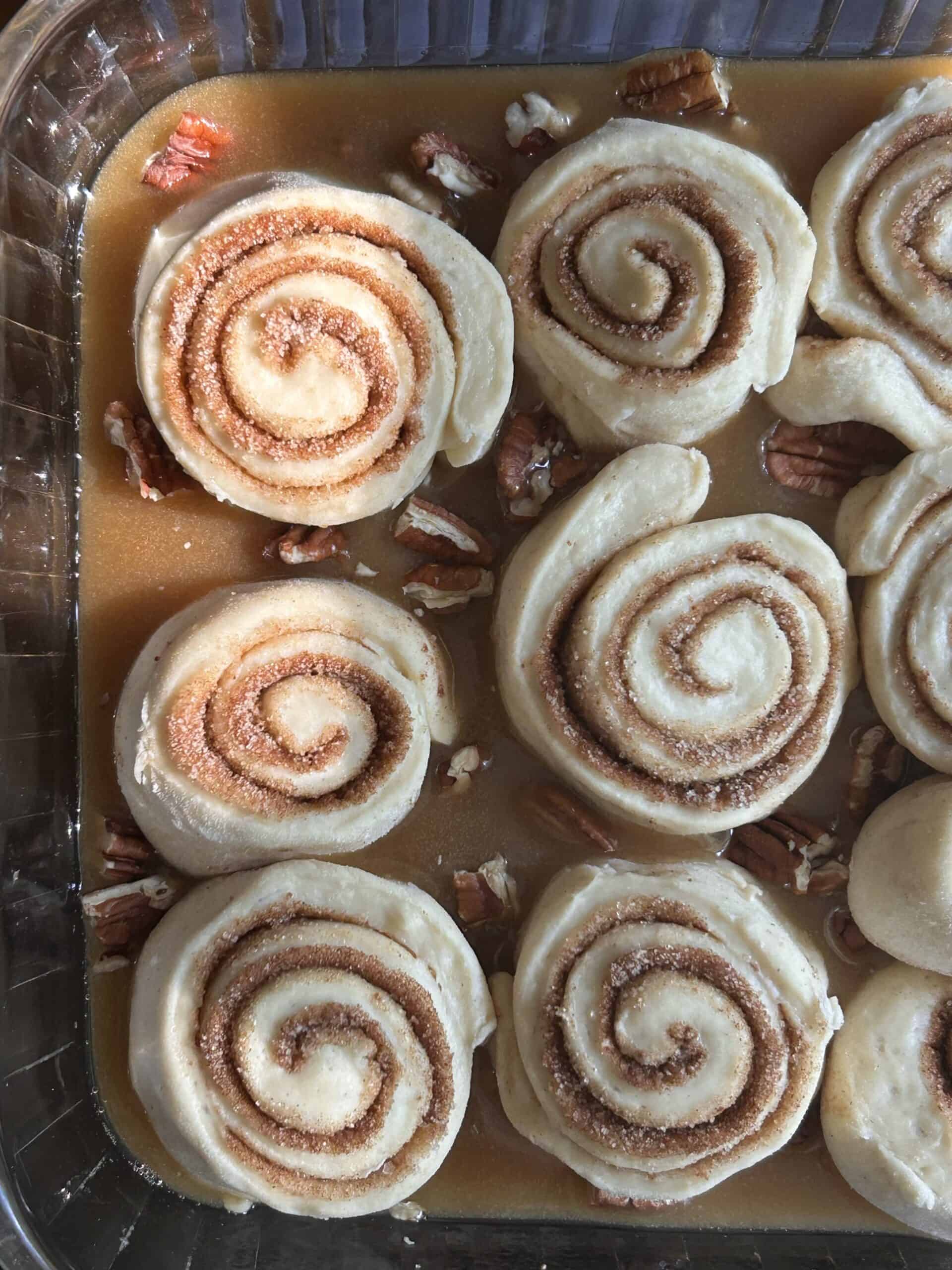 sticky buns ready to rise.