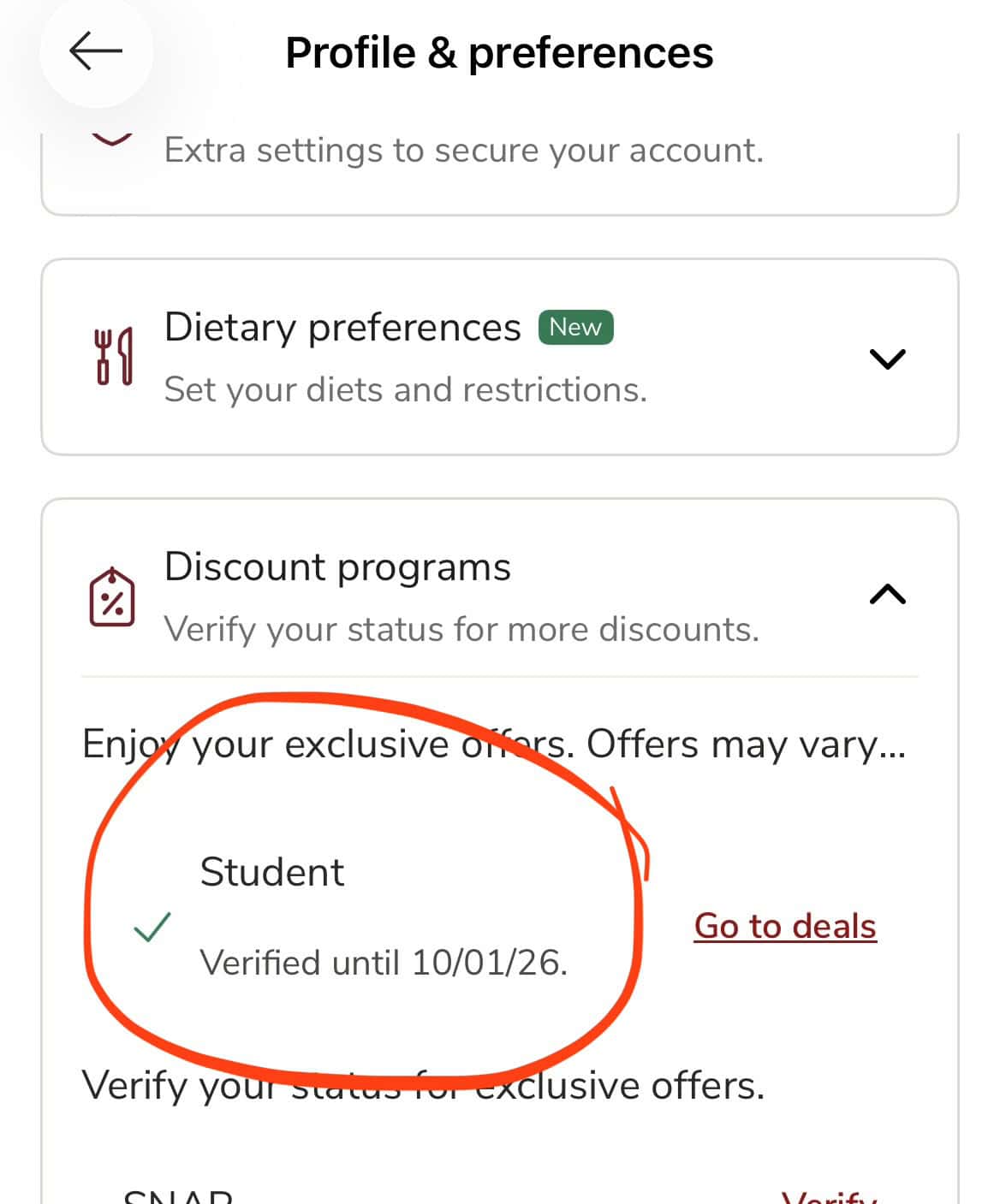 student discount.