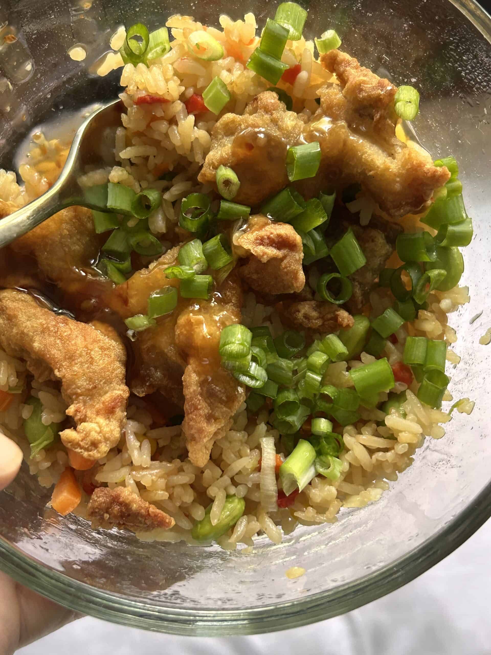 fried rice and chicken.